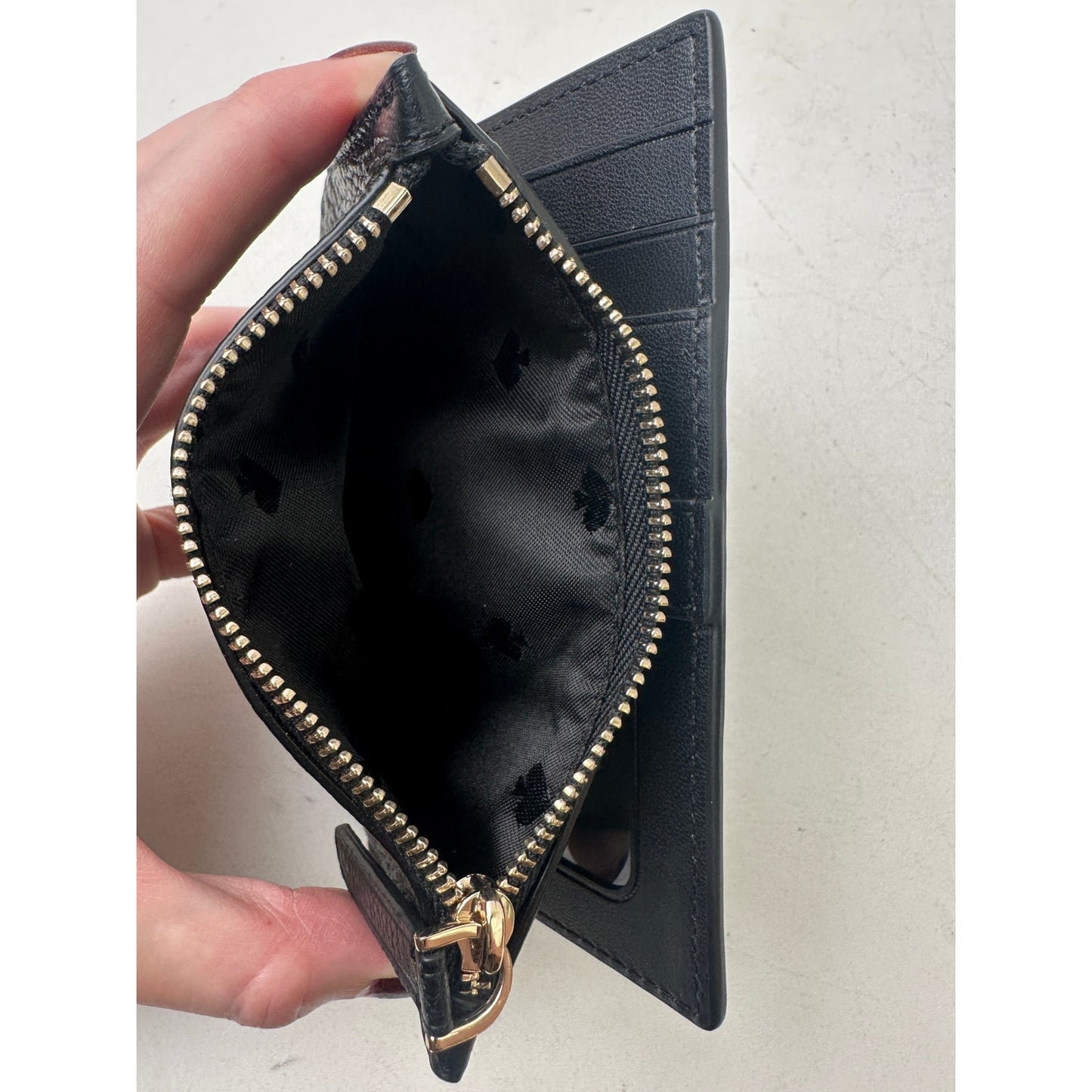 Kate Spade New York Leila Black Pebbled Leather Small Slim Bifold Wallet