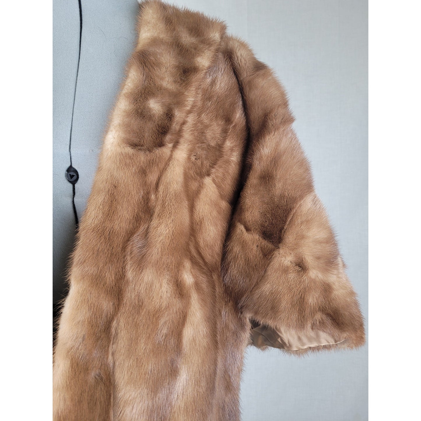 Vintage 1950s Medium Brown Mink Fur Stole Wrap Shawl Tailored Lined Sz M