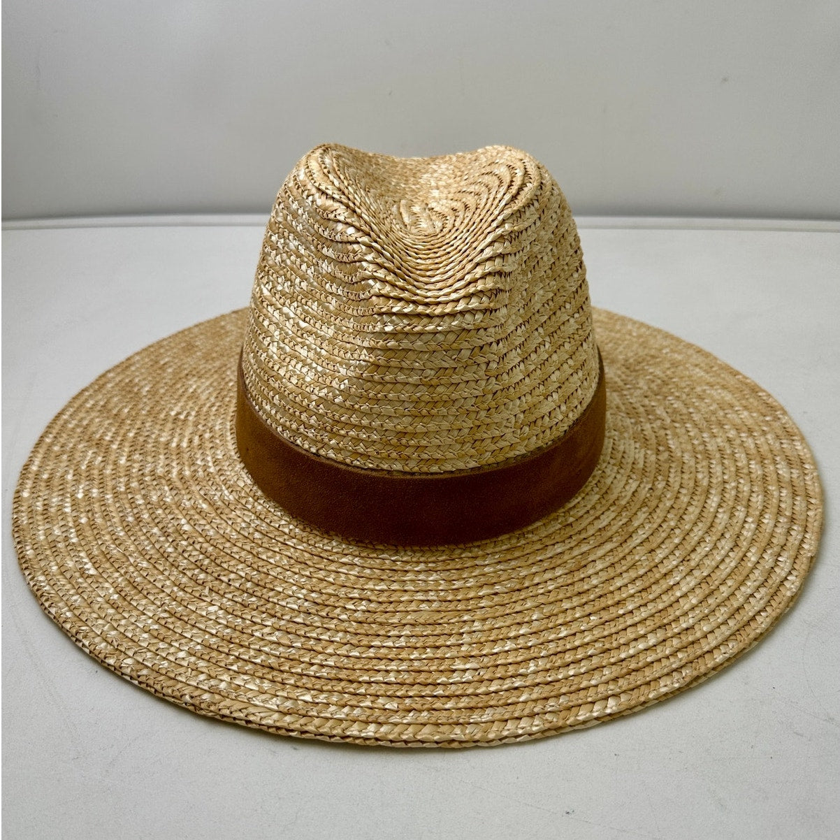 NEW Gigi Pip Isla Wide-Brim Straw Fedora Hat with Suede Band
