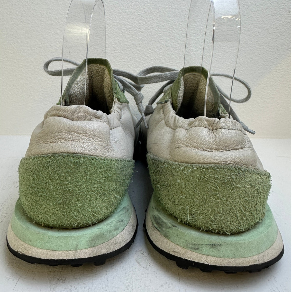 P448 John Sage Green & Cream Suede Leather Low-Top Sneakers Women's Size 38