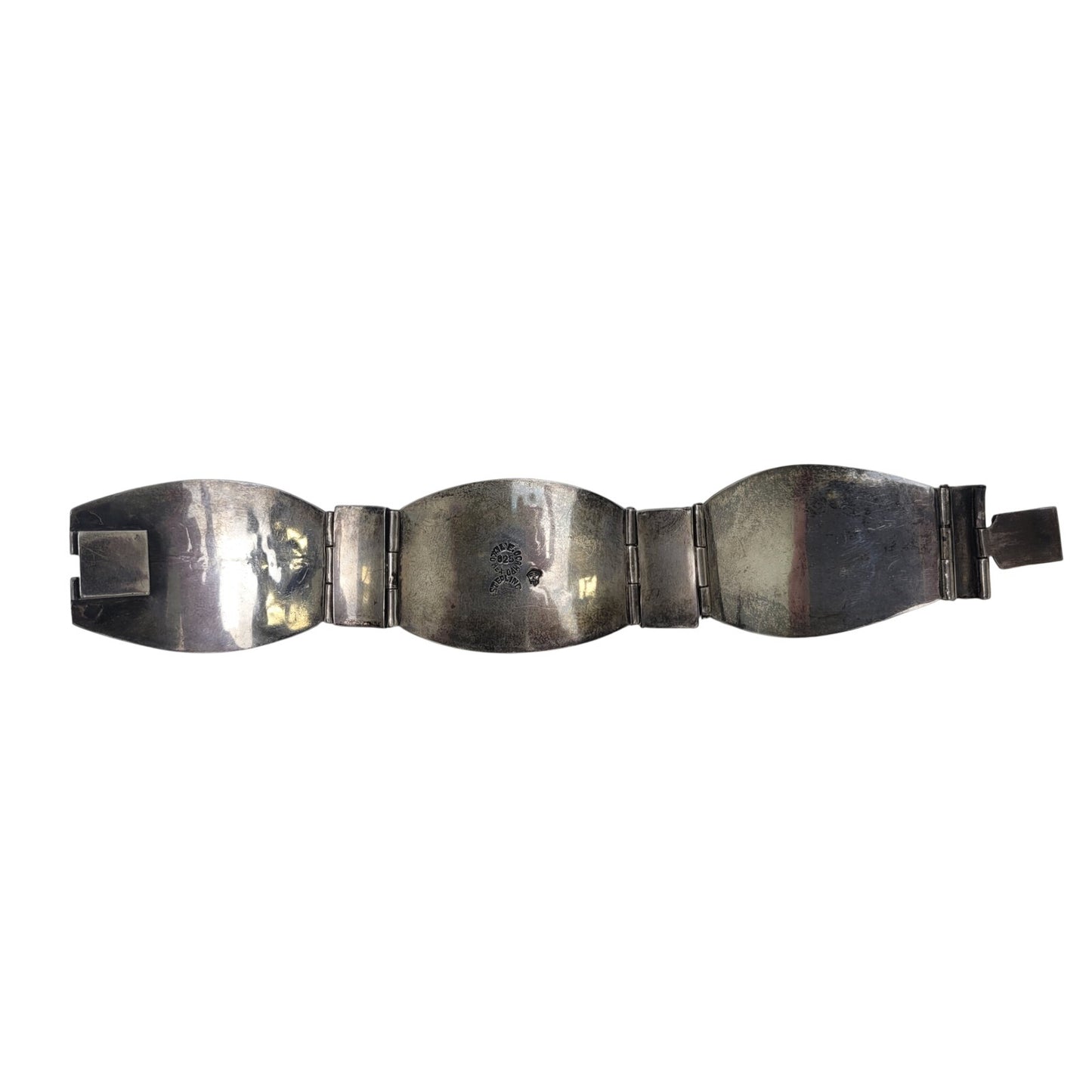 Vintage Mexican Sterling Silver Panel Bracelet Eagle & Aztec Warriors | 42.66 g