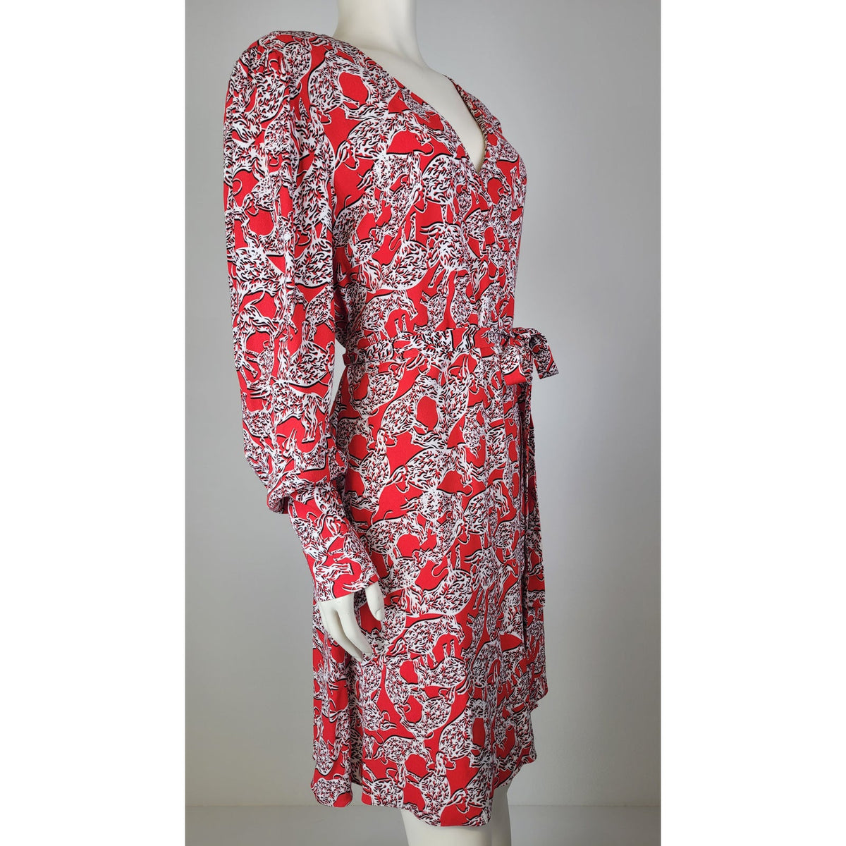Diane von Furstenburg Saville Long Sleeve Wrap Dress All-Over Print Sz M NWT