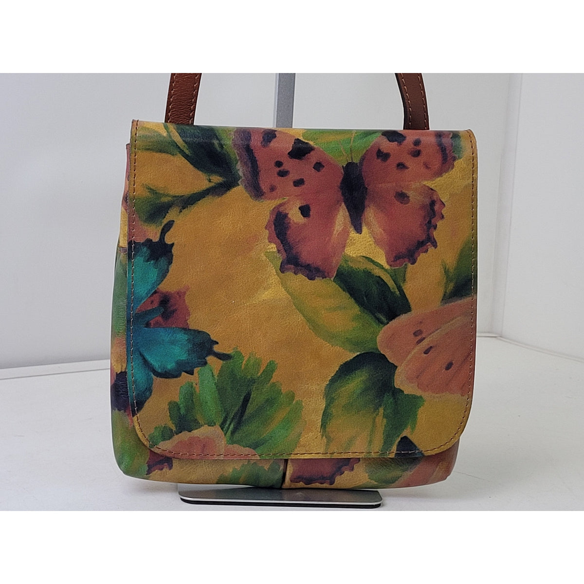 Patricia Nash Granada Leather Crossbody Bag Watercolor Butterfly EUC