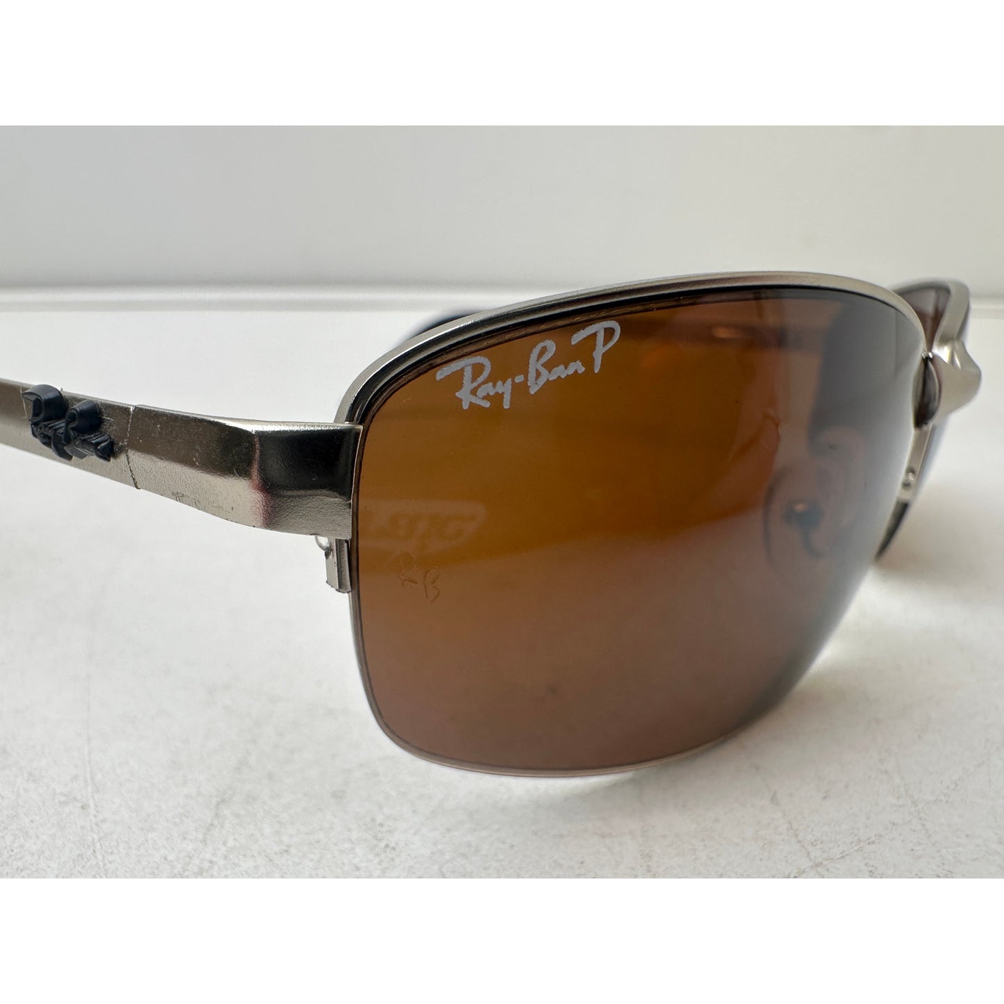 Ray-Ban RB2231 Polarized Silver Metal Wrap Sunglasses W/ Case