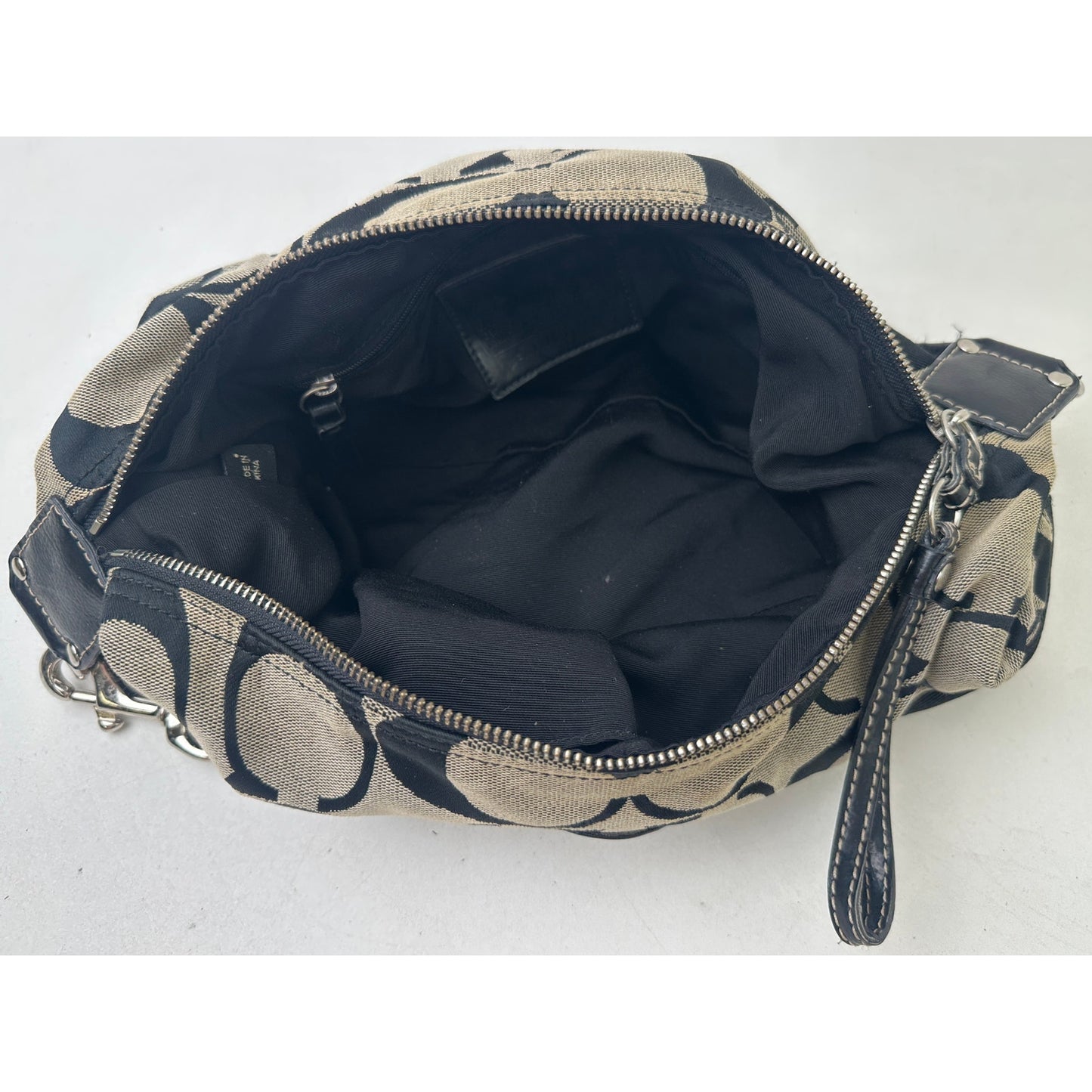 Vintage Coach Signature Stripe Black/Gray Hobo Bag