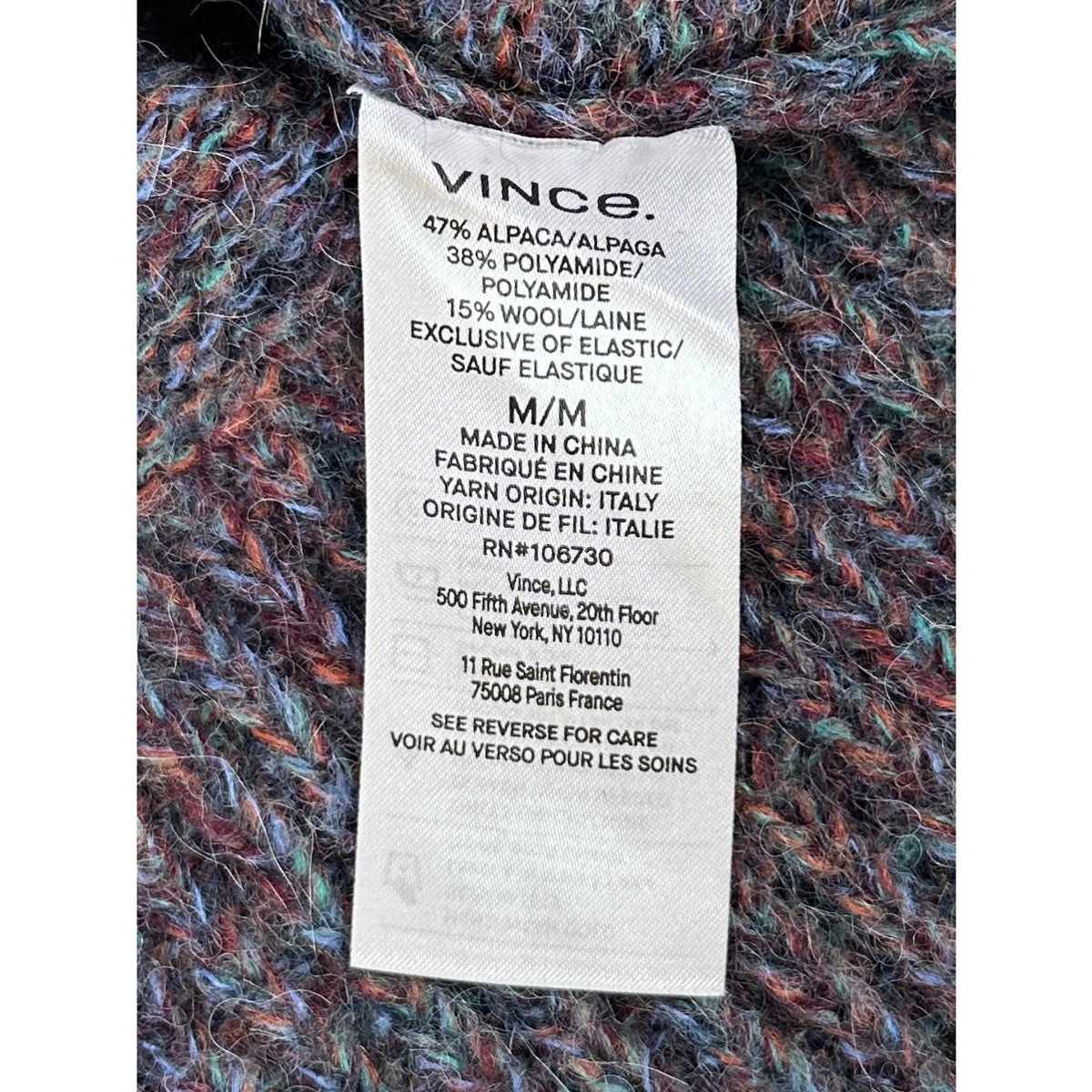 Vince Purple Marled Alpaca-Blend Crew-Neck Sweater Women's Sz M