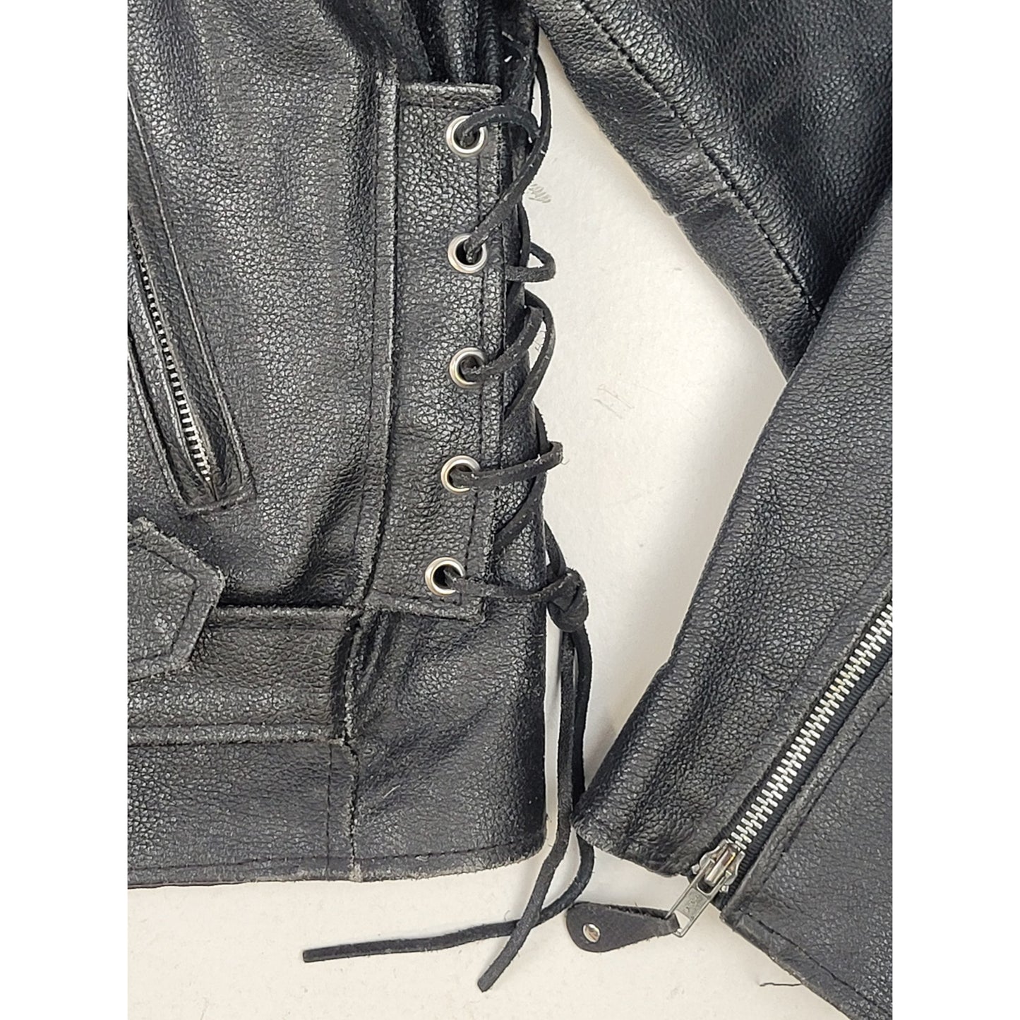 Quality Classic Belted Leather Motorcycle Jacket Biker Punk Style Men's Sz L