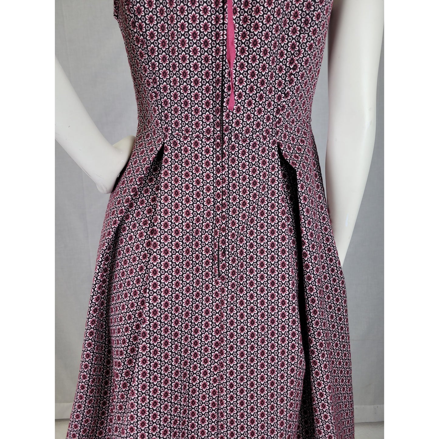 Max Studio A-Line Jacquard Design Summer Dress in Black & Mauve Sz M NWT