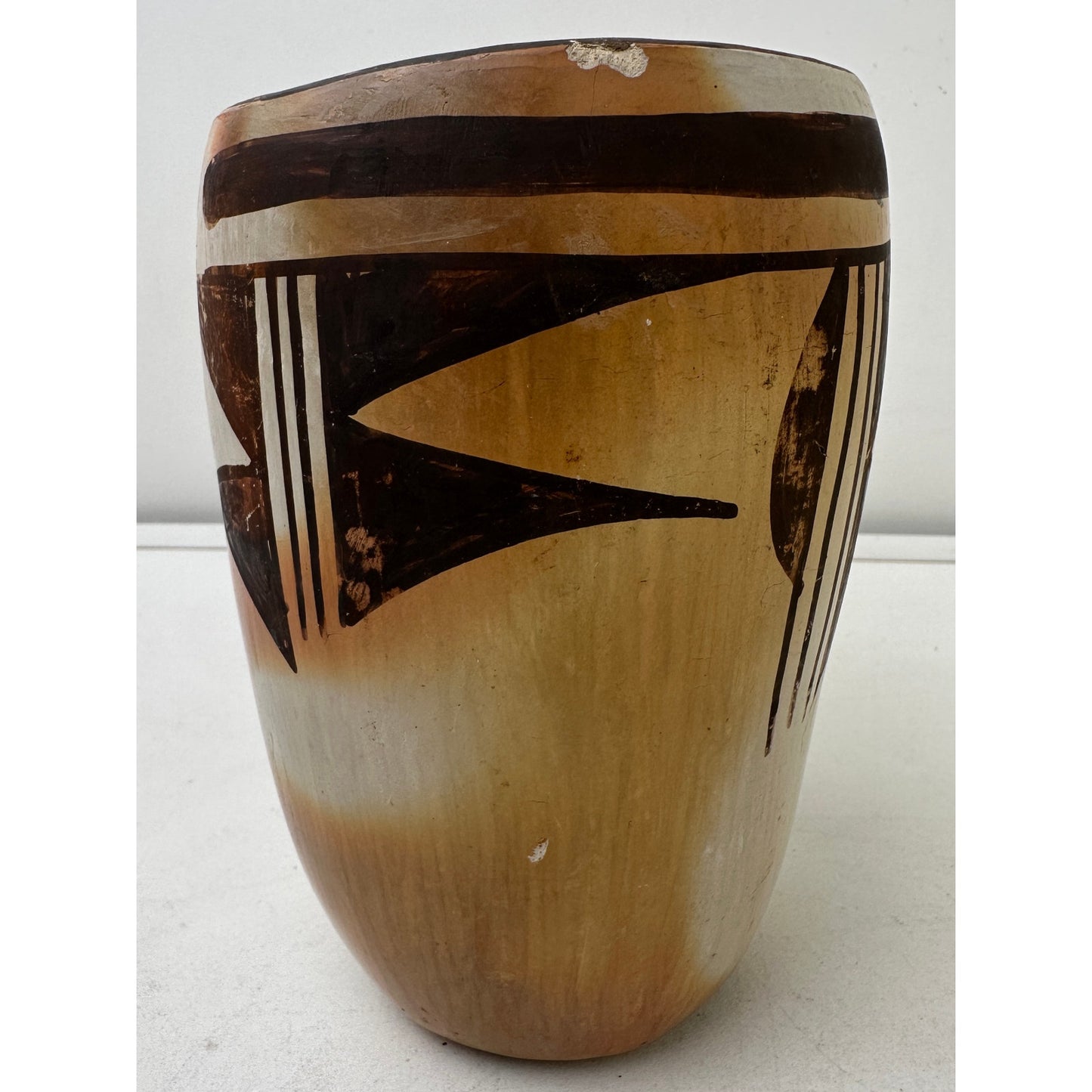 Vintage Hopi Pueblo Polychrome Cylindrical Pottery Vase