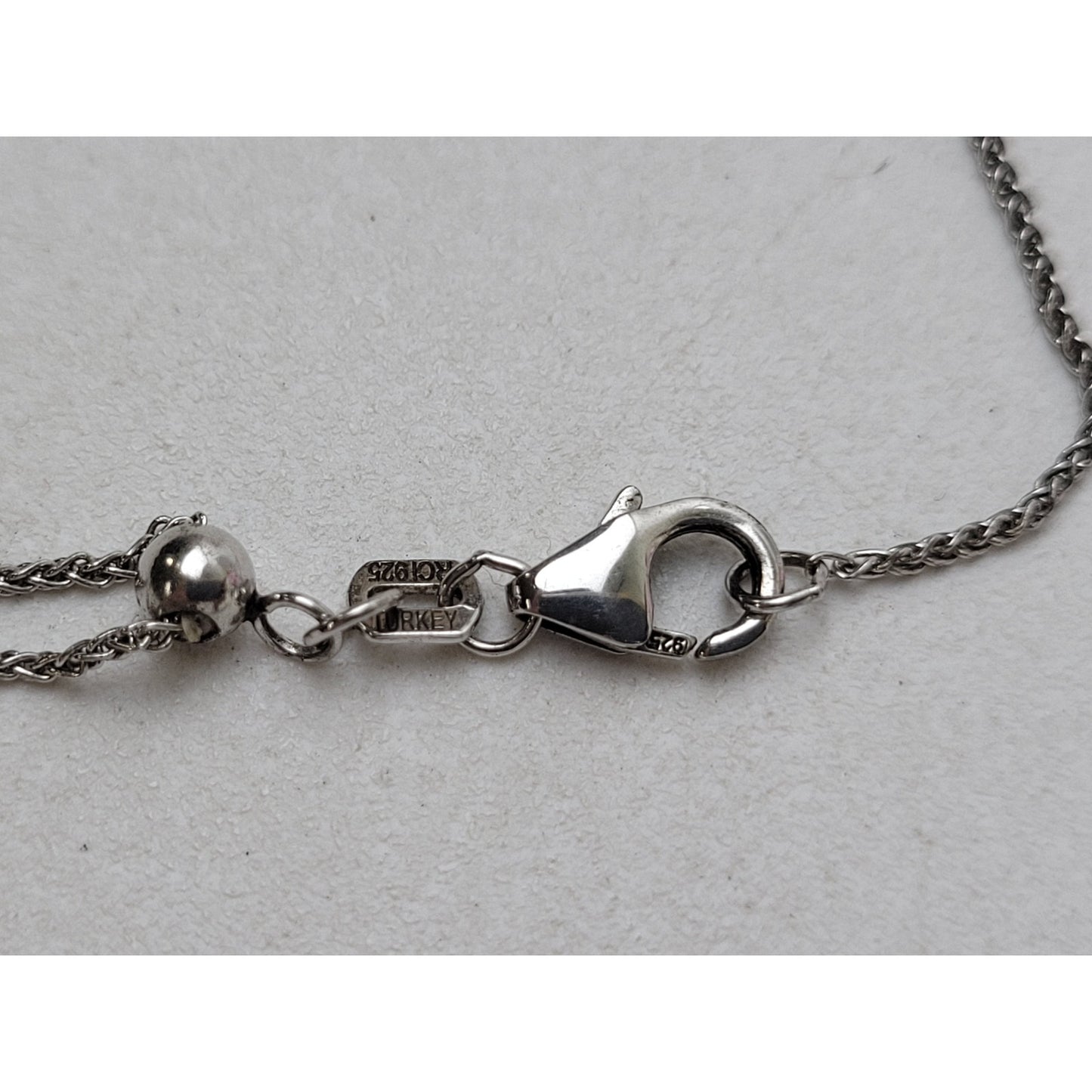 Sterling Silver Abalone Shell Black Marcasite 30mm Pendent Adjustable 925 Chain
