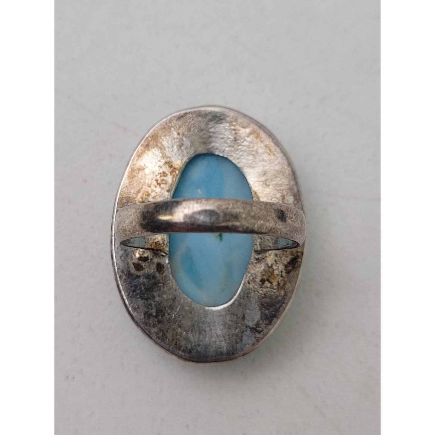 Sterling Silver Large Oval Larimar Gemstone Ring | Sz 6 1/4