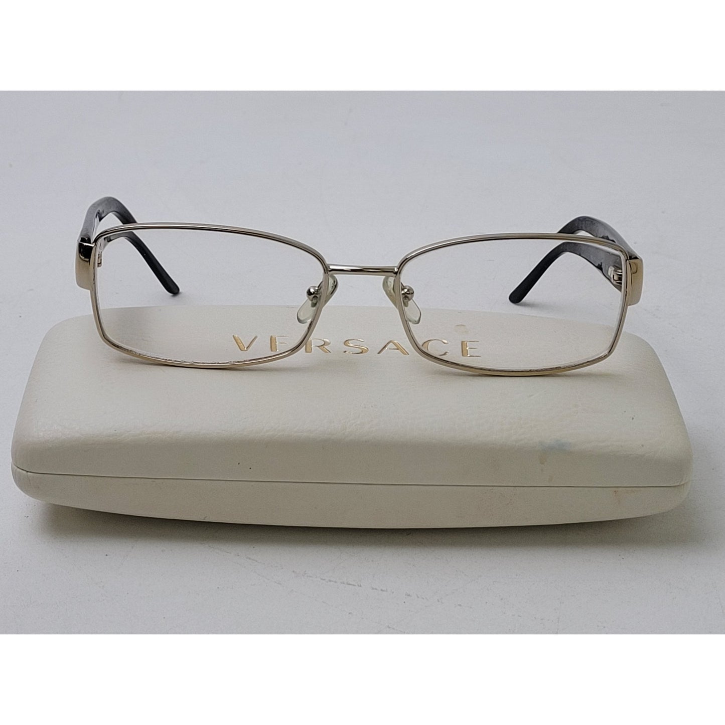 Versace 1177-B-M Gold-Tone Rectangular Eye Glasses Frames Rhinestones | Italy