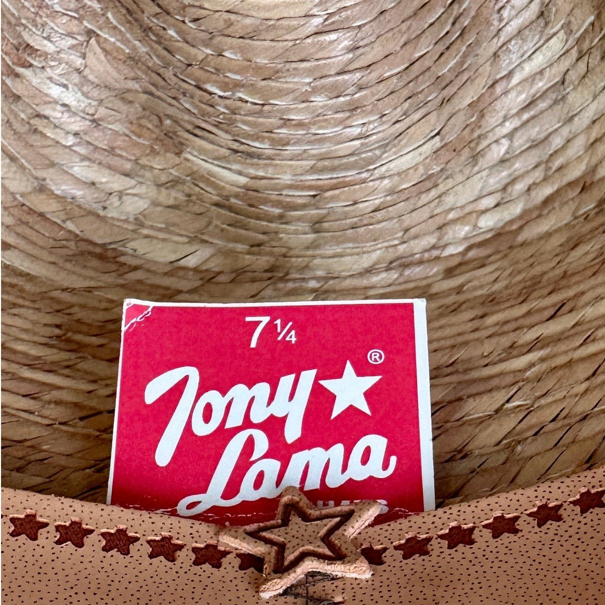 Tony Lama 100% Cowboy Palma Natural Straw Western Hat Sz 7 1/4