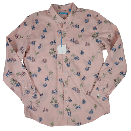 Tori Richard Beach Long Sleeve Coral Color Button-Up Men's Sz L NWT