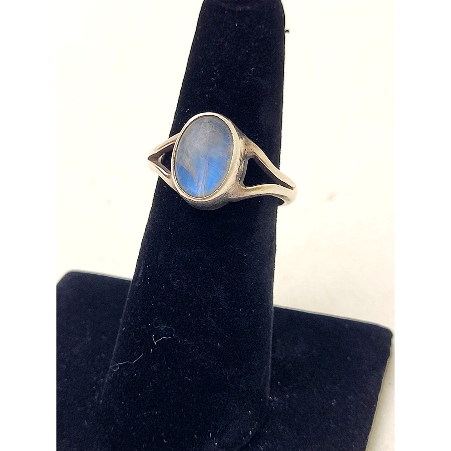 Sterling Silver Natural Rainbow Moonstone Adjustable Ring | Currently a Size 7