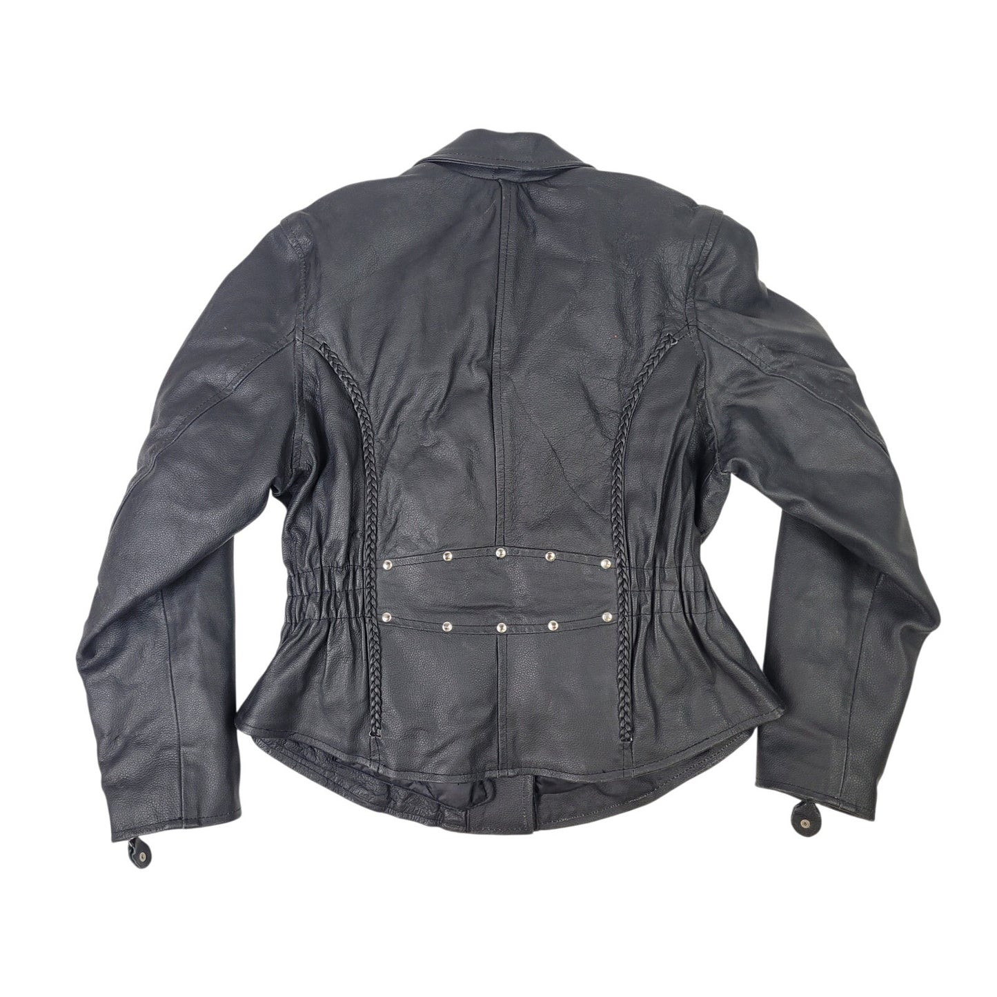 Vintage Jafrum Cinched Waist Leather Motorcycle Jacket Women's Sz L/XL