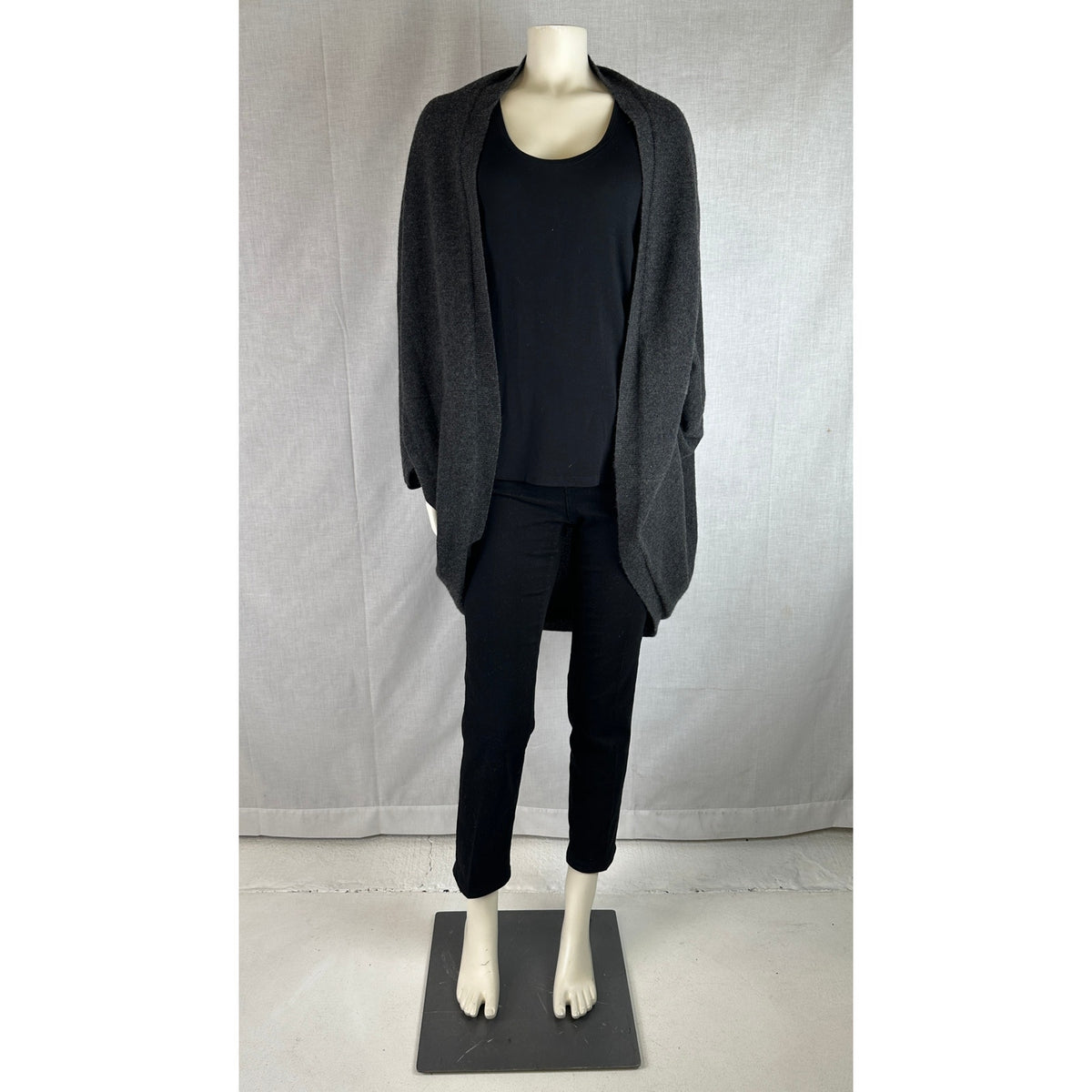 Subtle Luxury Gray Washable Cashmere Cocoon Cardigan Sweater O/S