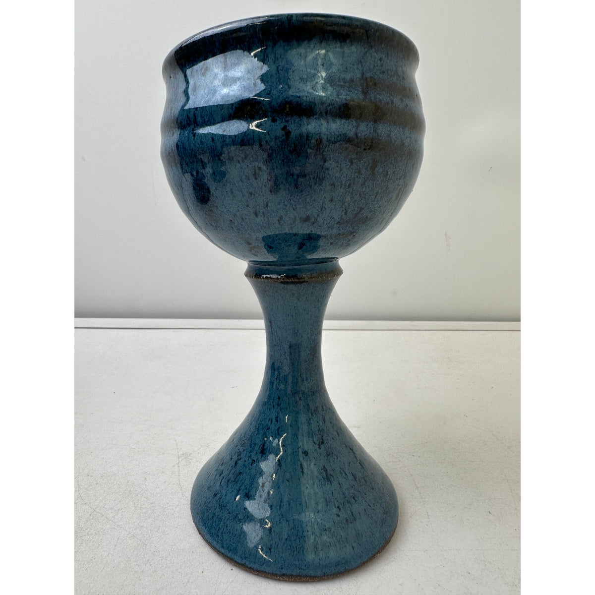 Vintage Creative Stonewear La Mesa USA Blue Hand-Thrown Ceramic Wine Set