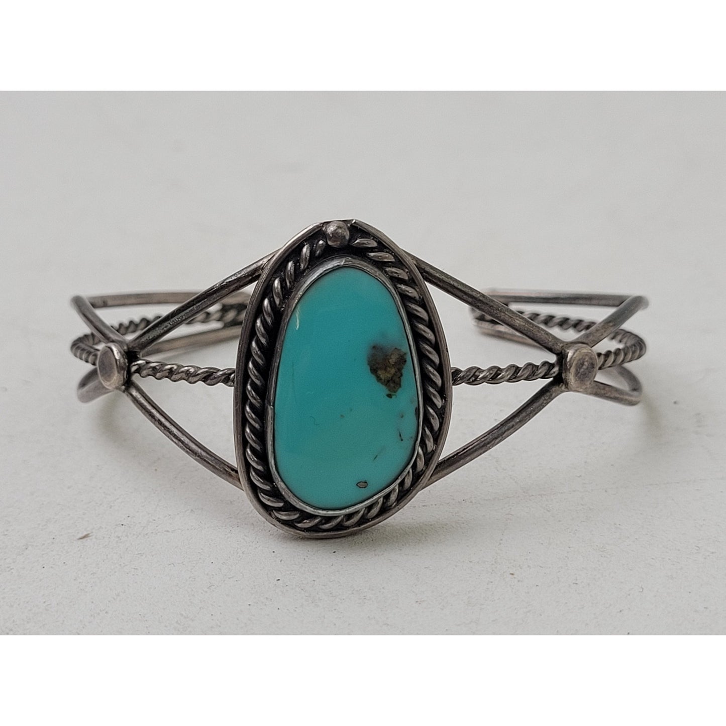 Vintage Sterling Silver Turquoise Cuff Bracelet Made in Mexico