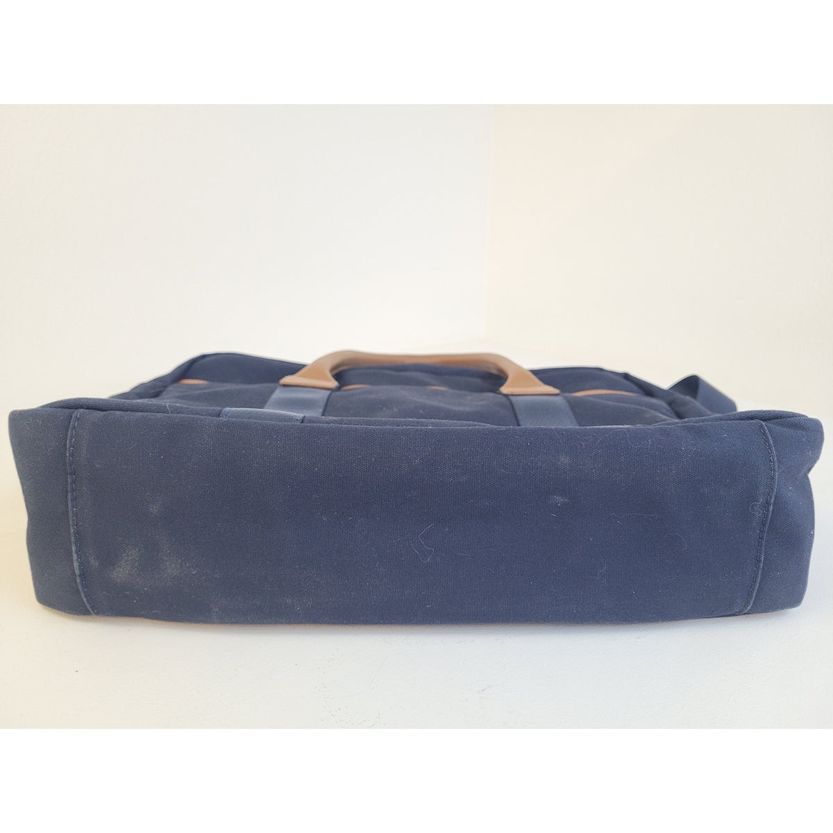 Brooks Brothers Wells Briefcase Navy Blazer Colorway w Brown Leather Handles EUC