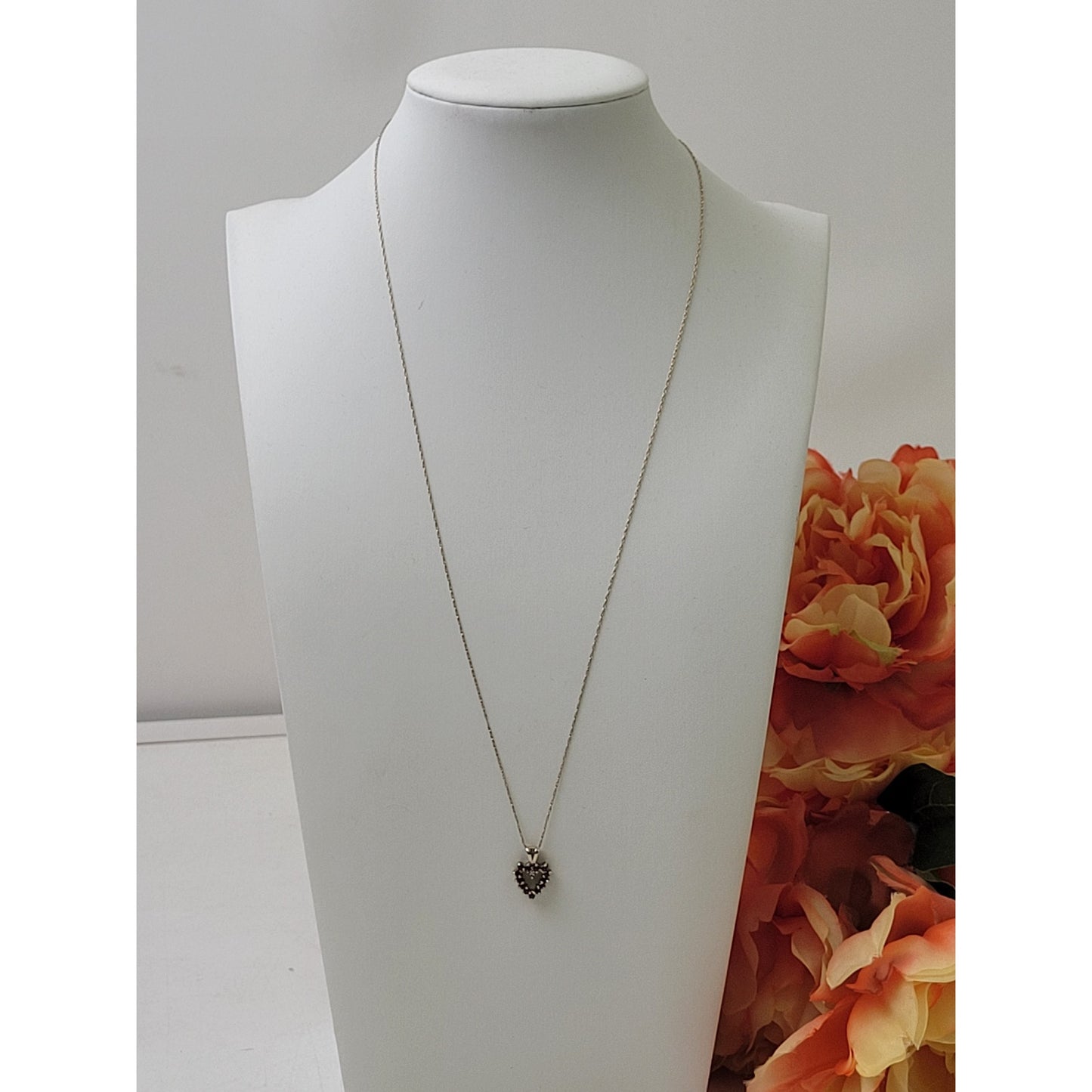 10K Yellow Gold Necklace Reversible Open Heart Pendant Ruby & Sapphire