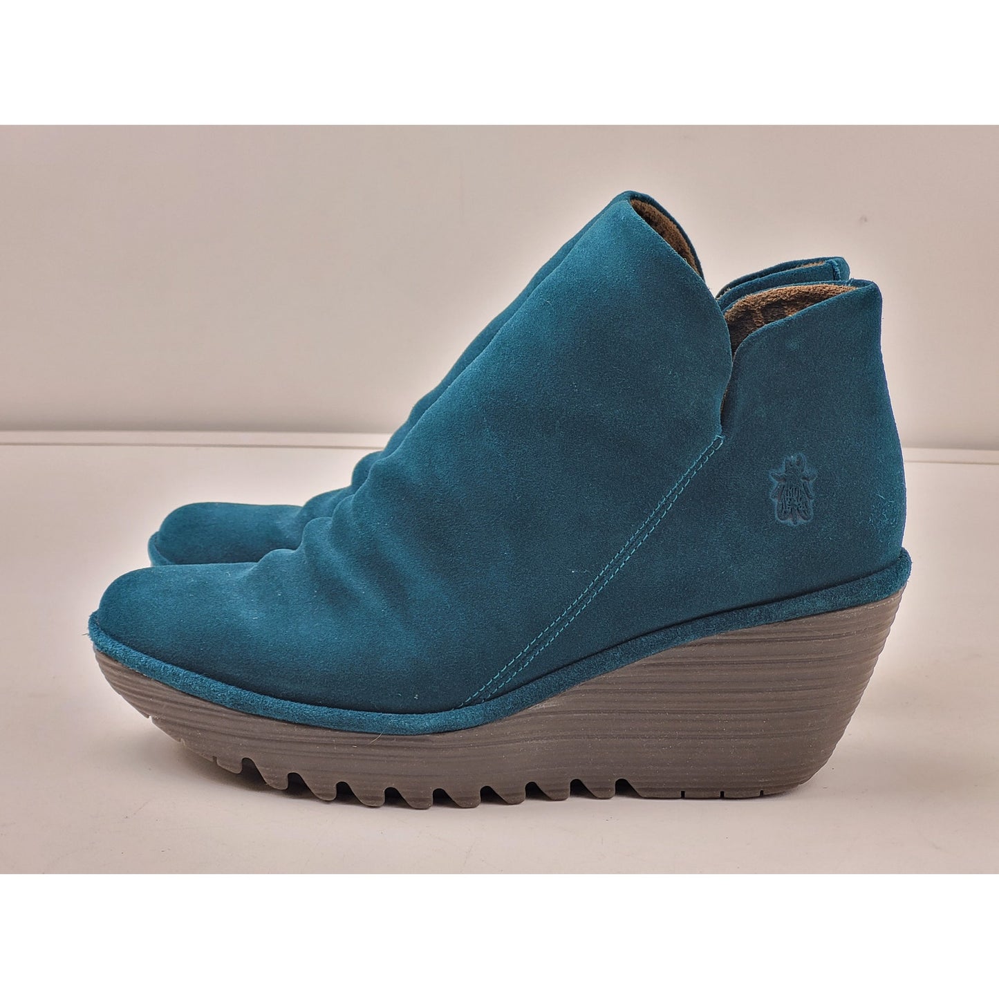 Fly London Yego Wedge Bootie in Teal Women's Sz 38