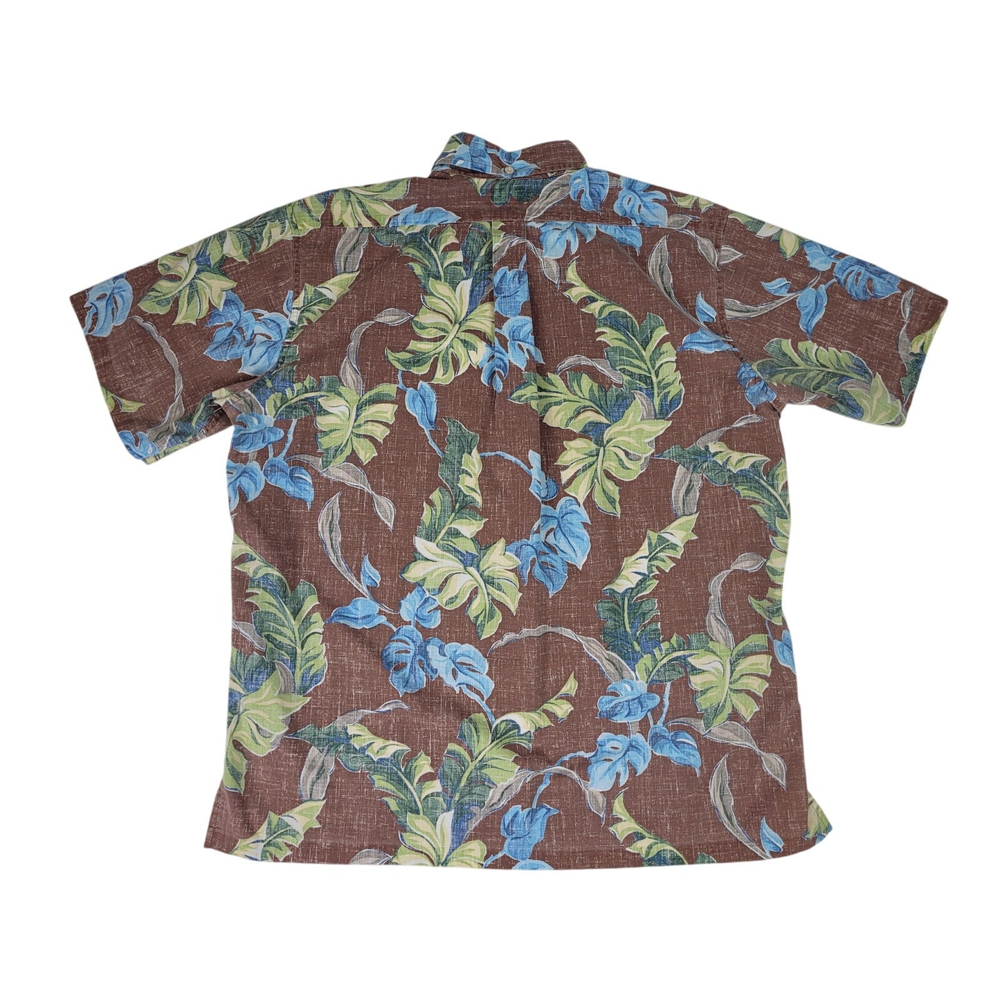 Vintage Reyn Spooner Reverse Print Blue Green Leaf Hawaiian Shirt Men's Sz L