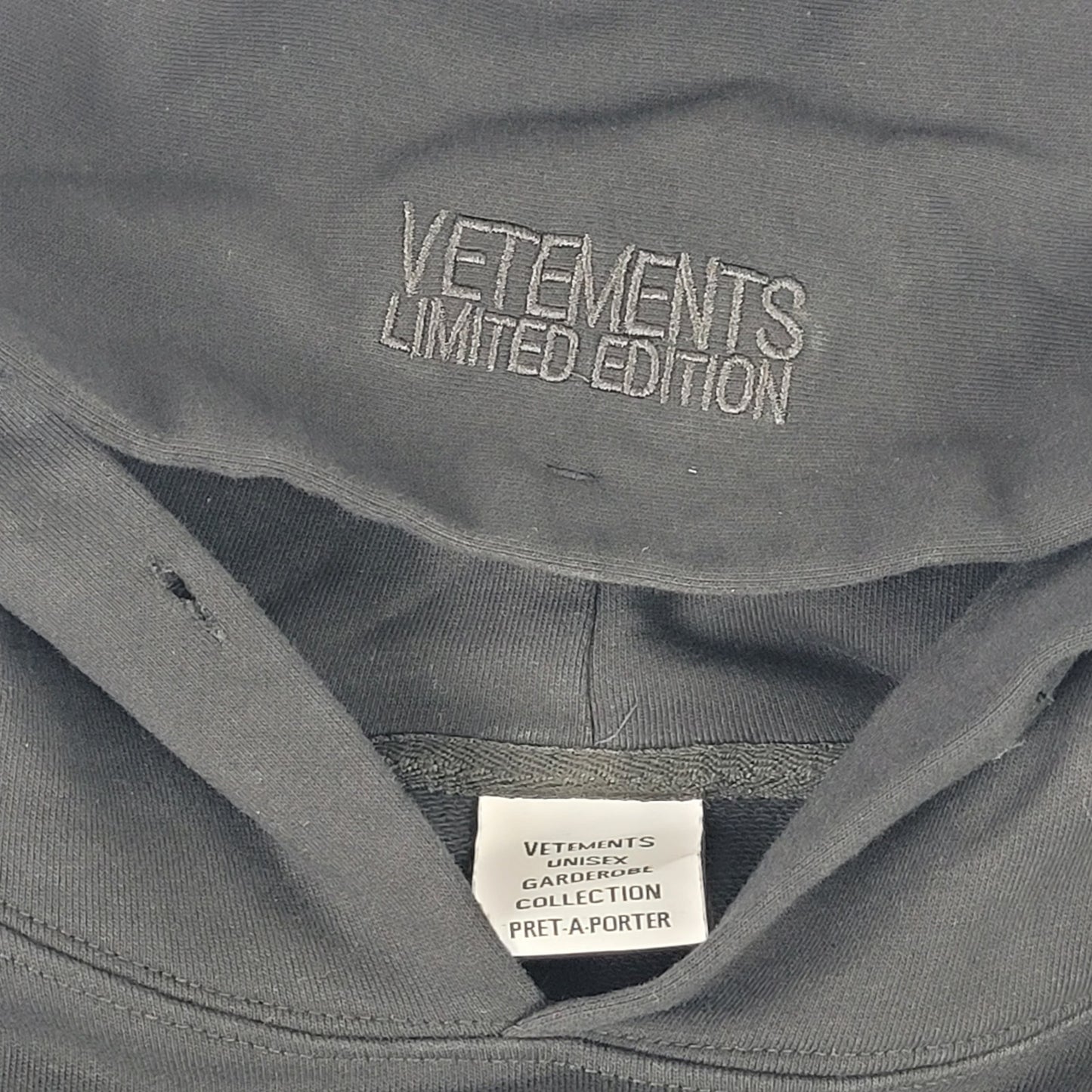 Vetements Unisex Garderobe Collection Logo Black Cotton Hoodie Sz S