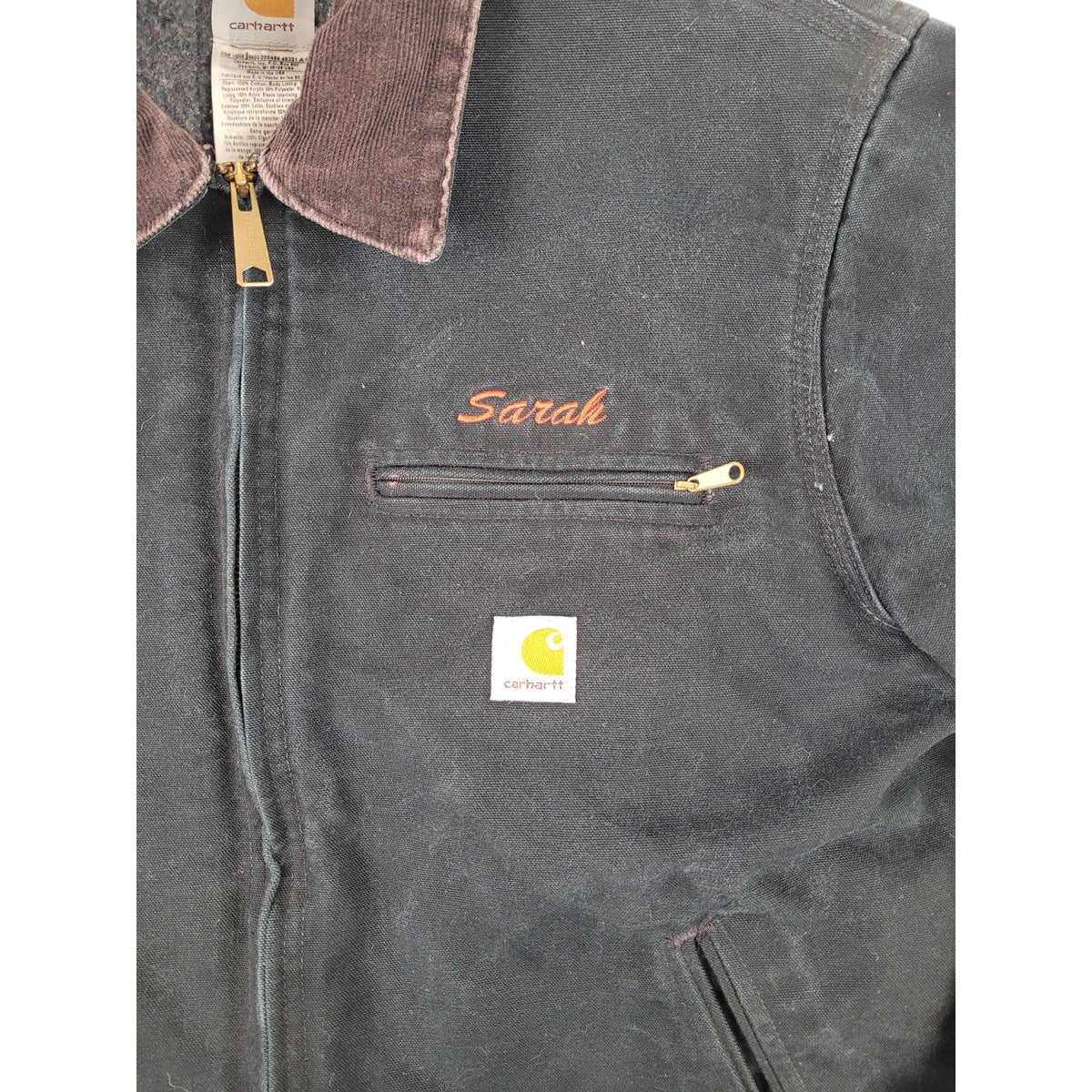 Vintage Carhartt J01 BLK Blanket Lined Detroit Jacket Sz 42 Regular Made in USA