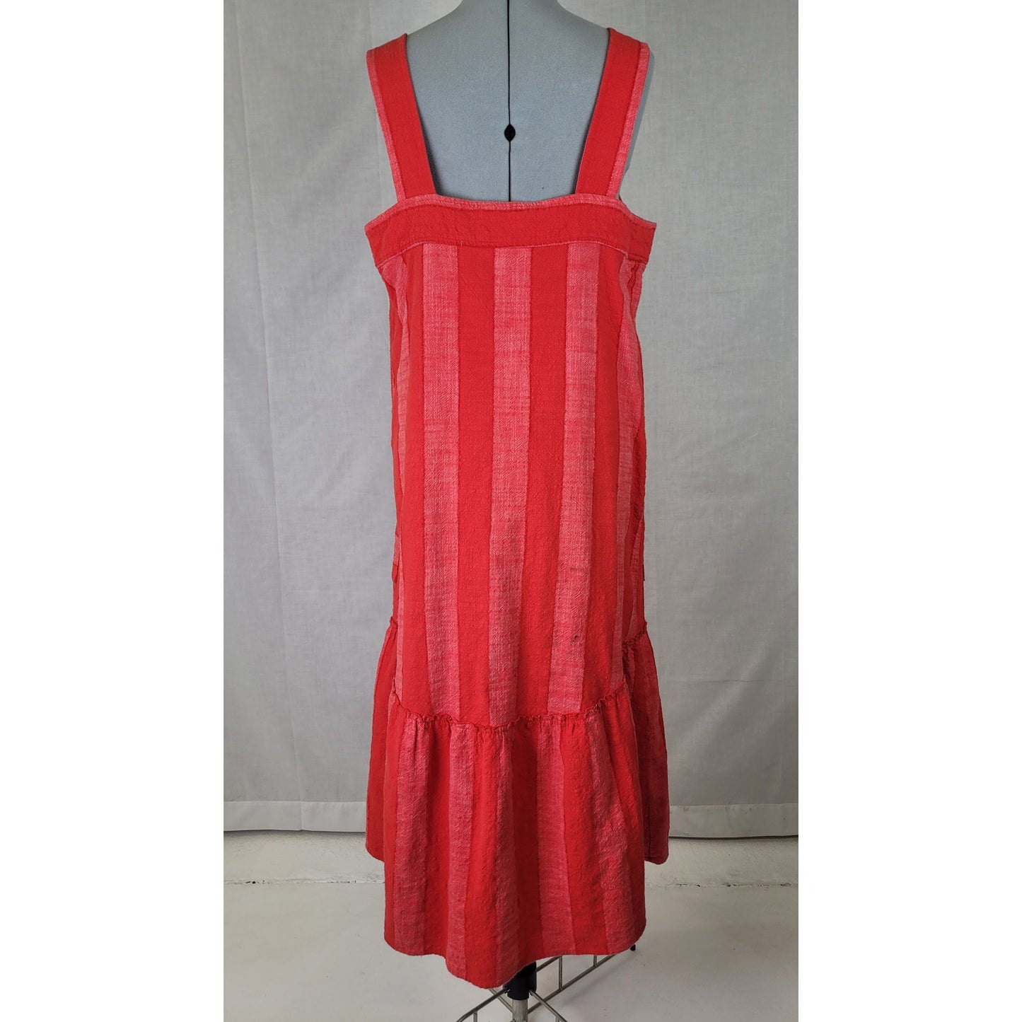 Anthropologie Maeve Tonal Striped Sleeveless Midi Dress Red Palette Sz M