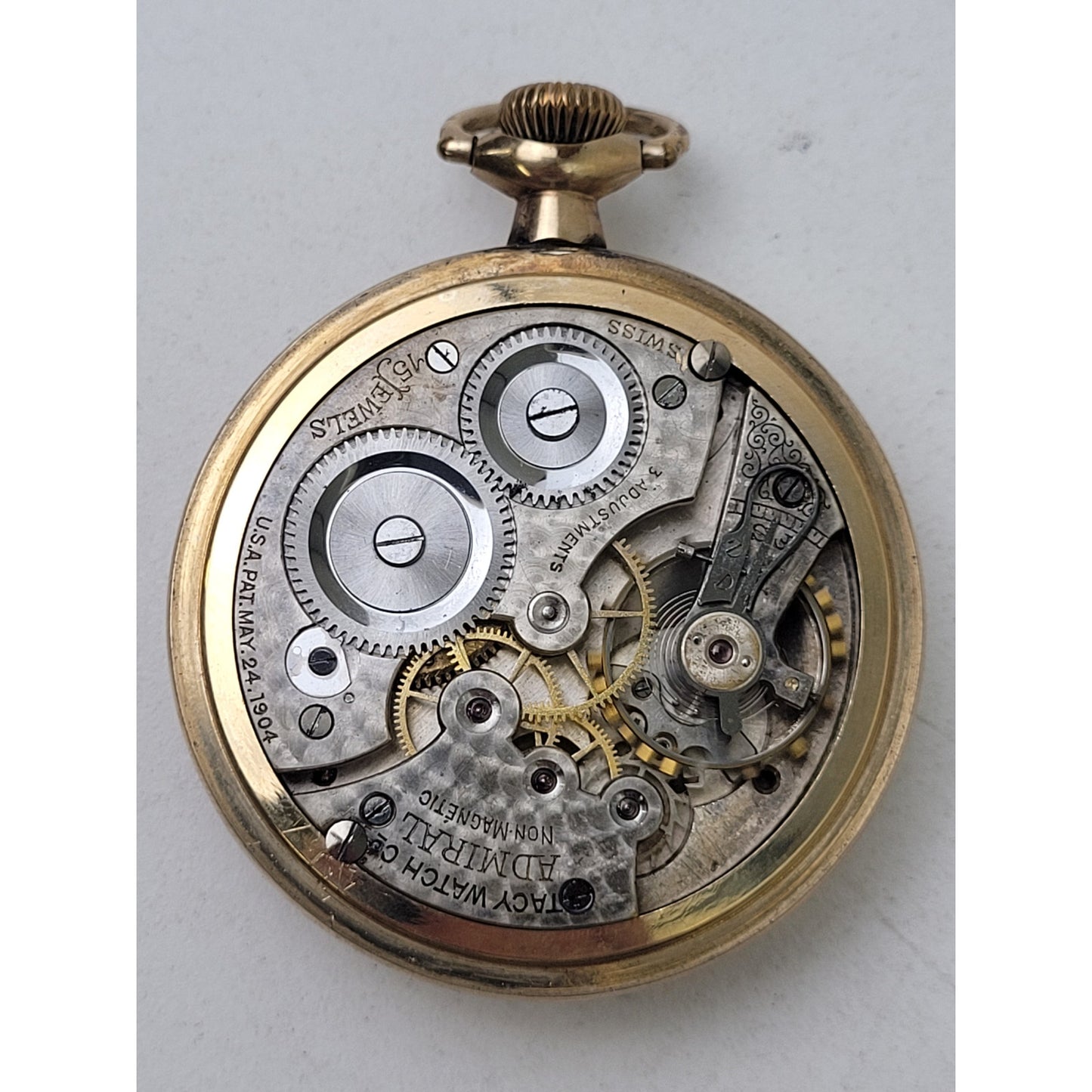 Antique Admiral Non-Magenetic Tacy Watch Co. 14K GF 15 J Pocket Watch | Working