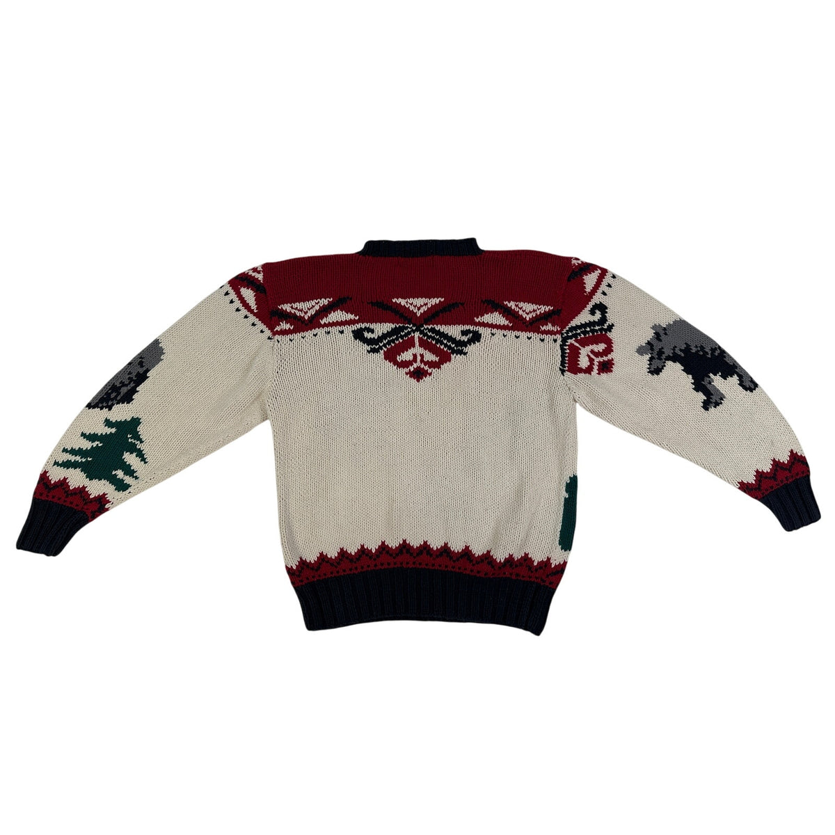 Vintage Robert Stock Bear & Pine Tree Knit Sweater Men's Sz M