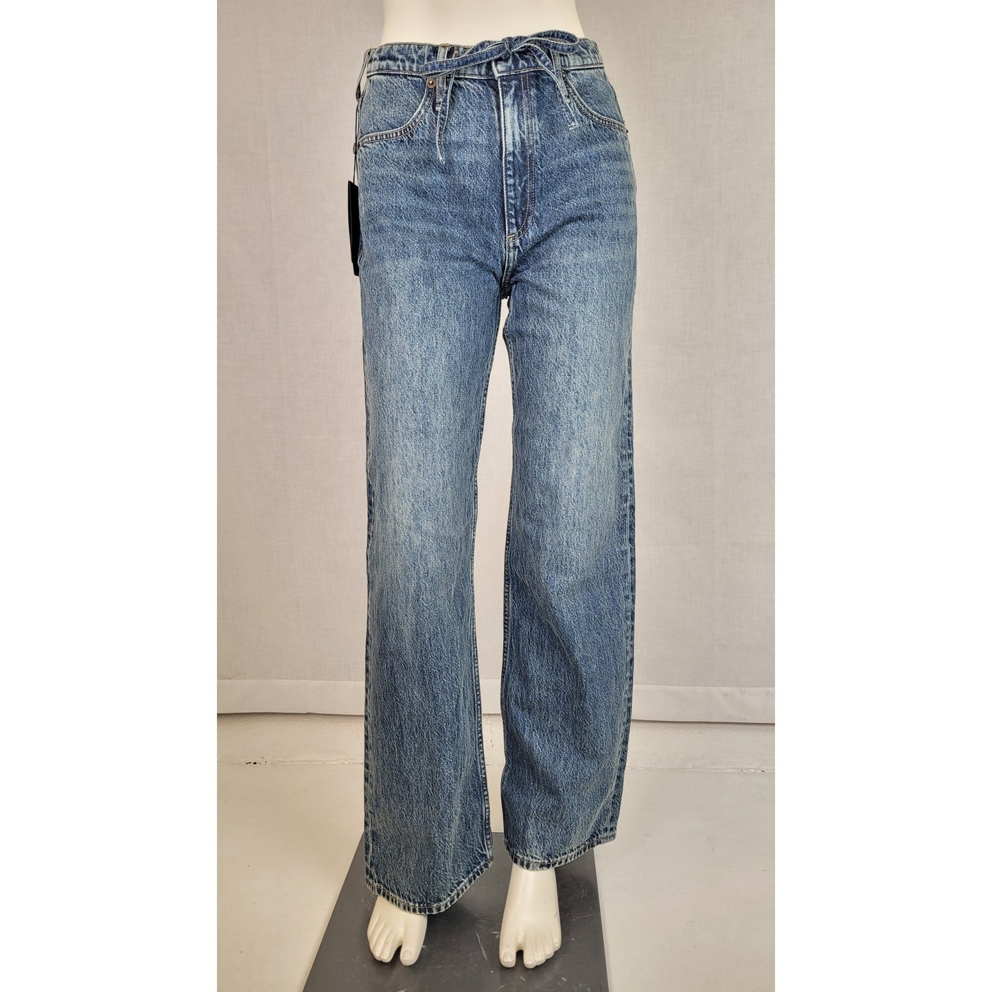 Rag & Bone Pheobe Drawstring Wide Leg Jeans Medium Wash Women's Sz XS