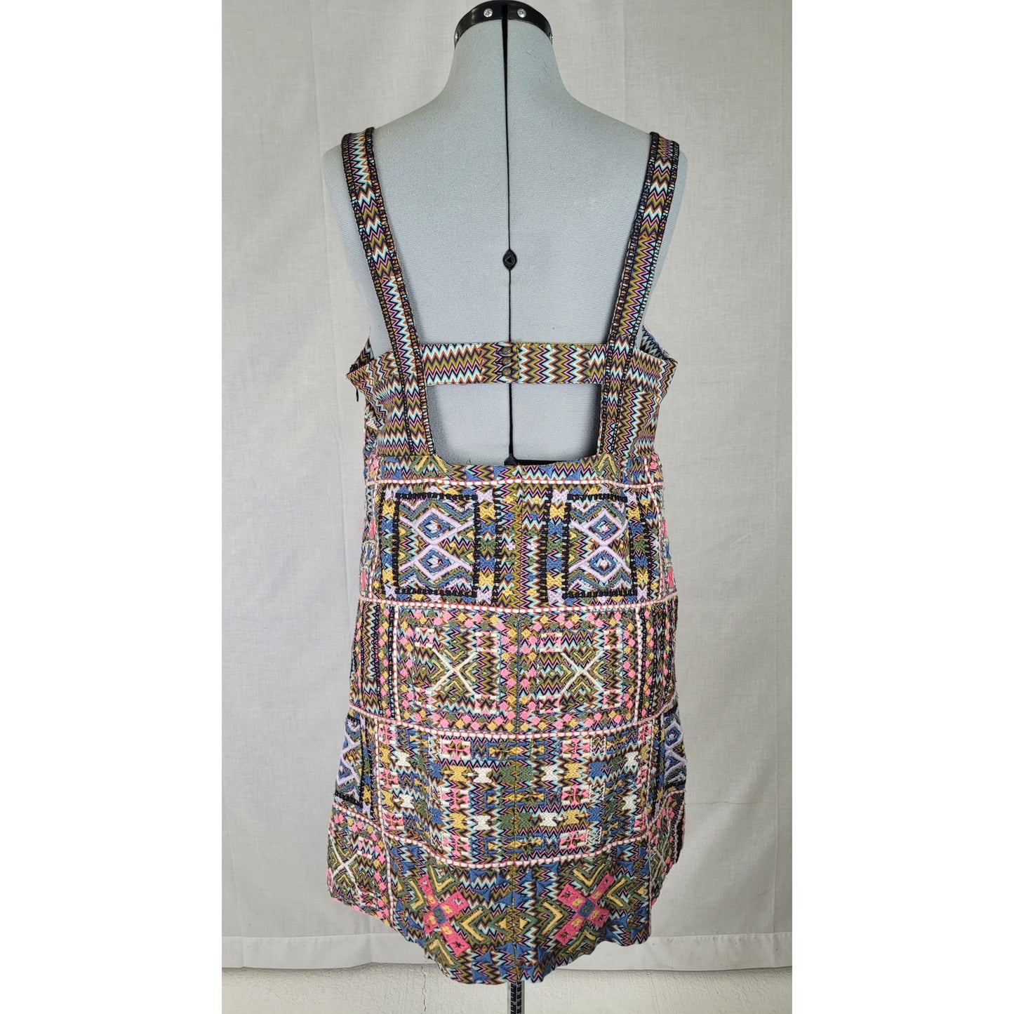 Anthropologie Megan Embroidered Shift Dress Colorful Patchwork Pattern Sz 12