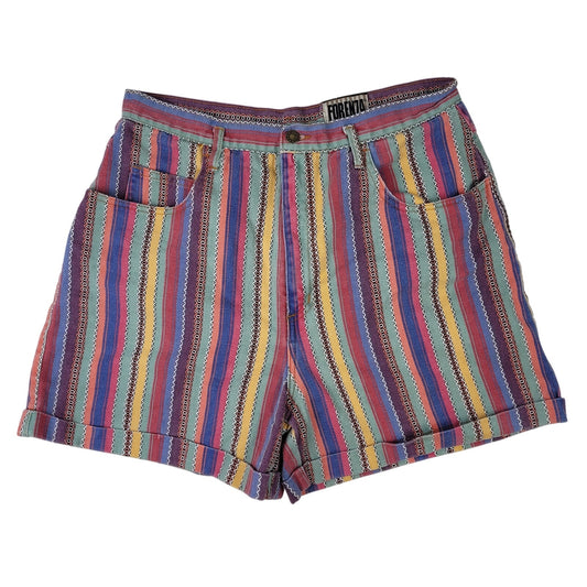 VTG 1980s-90s Forenza Multicolor Striped High-Rise Mom Shorts 33" Waist