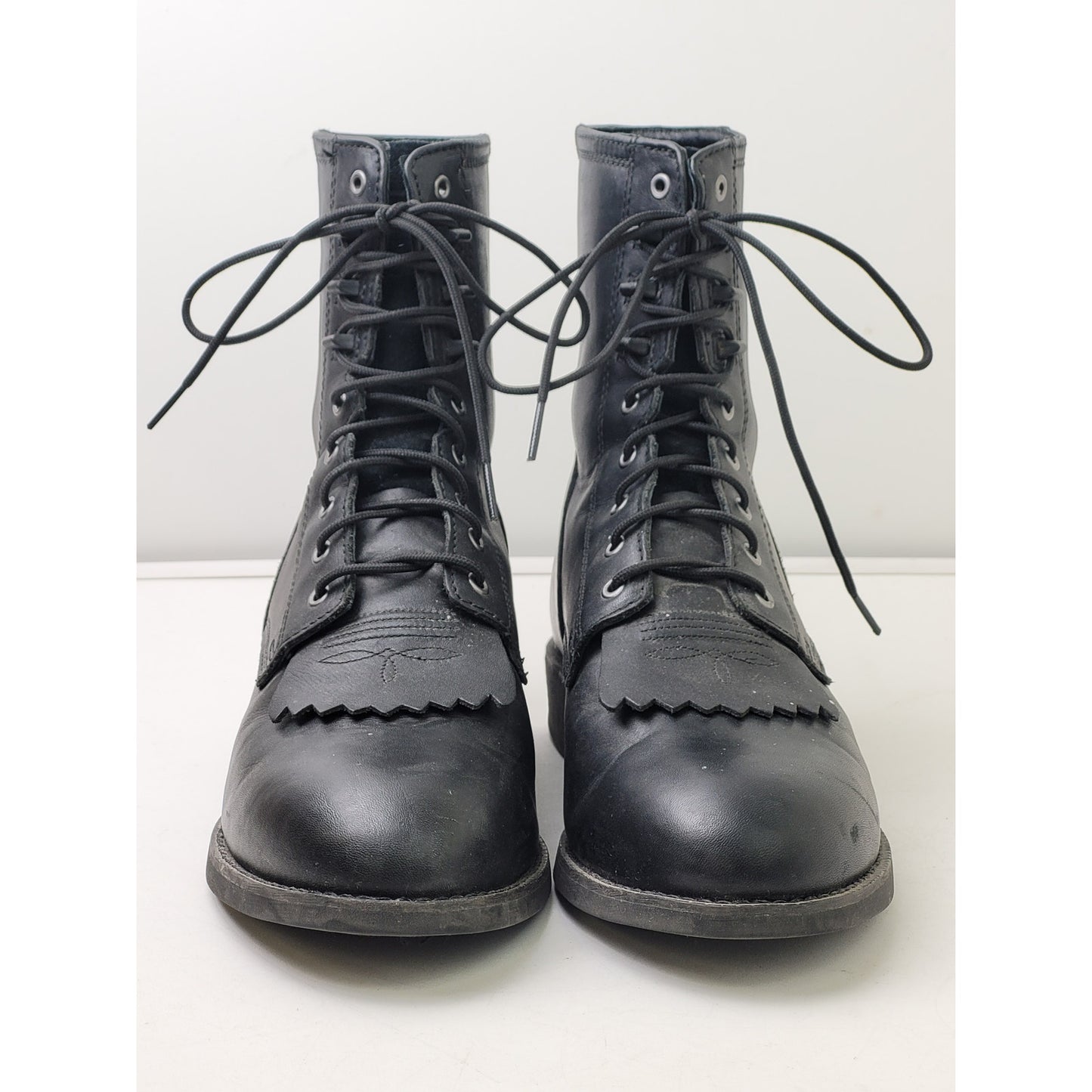 Ariat Black Leather Lace-up Kiltie Roper Boots Men's Sz 11