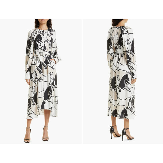 Ted Baker Sydnei Horse Print Long Sleeve Shirtdress Size 3 (M) EUC