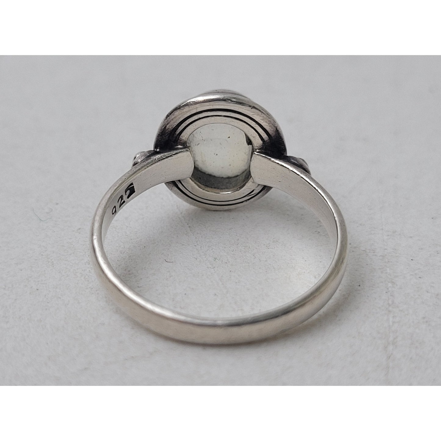 Sterling Silver Oval Rainbow Moonstone Ring Sz 7