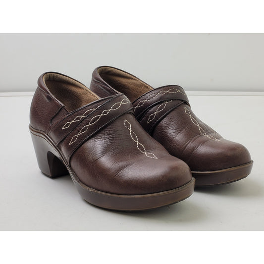 Ariat Ellie Brown Leather Slip On Comfort Clogs Women's Sz 7.5