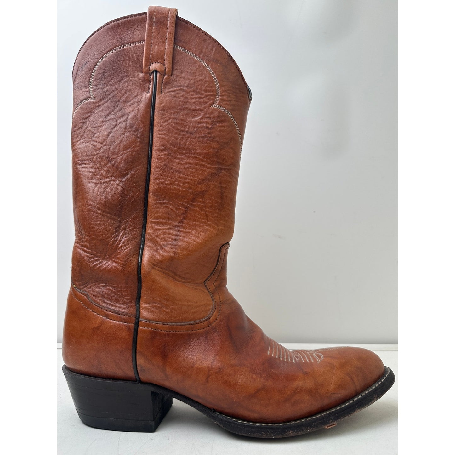 Vintage Tony Lama 5084 Cognac Brown Leather Western Cowboy Boots Men's Sz 9