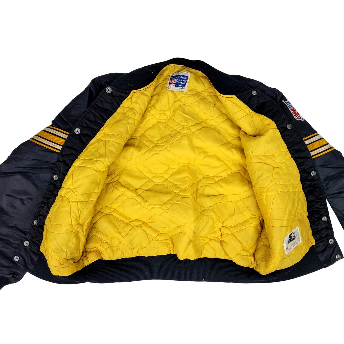 VTG 90s Pittsburgh Steelers Jacket Starter Black Satin Bomber USA Men's Sz M