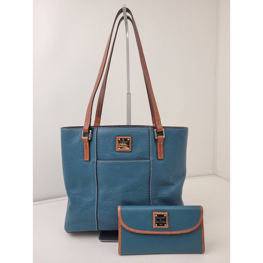 Dooney & Bourke Pebble Grain Small Lexington Purse Blue & Brown