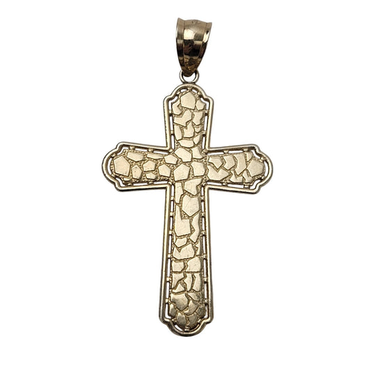 14K Yellow Gold Large Cross Pendant Charm 2" Long | 2.79 grams