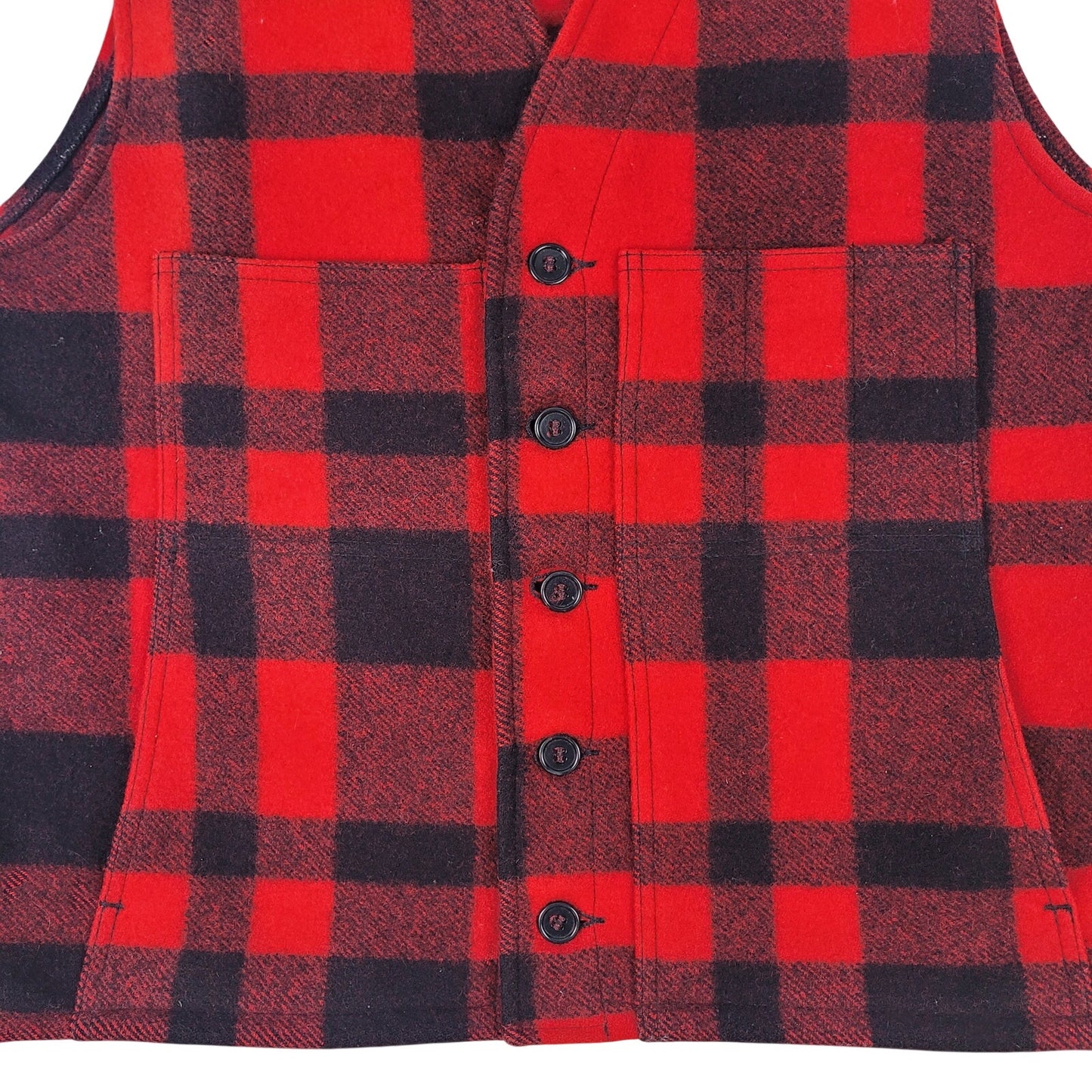 Filson Wool Mackinaw Vest Buffalo Plaid Red & Black | Men's Sz L/XL