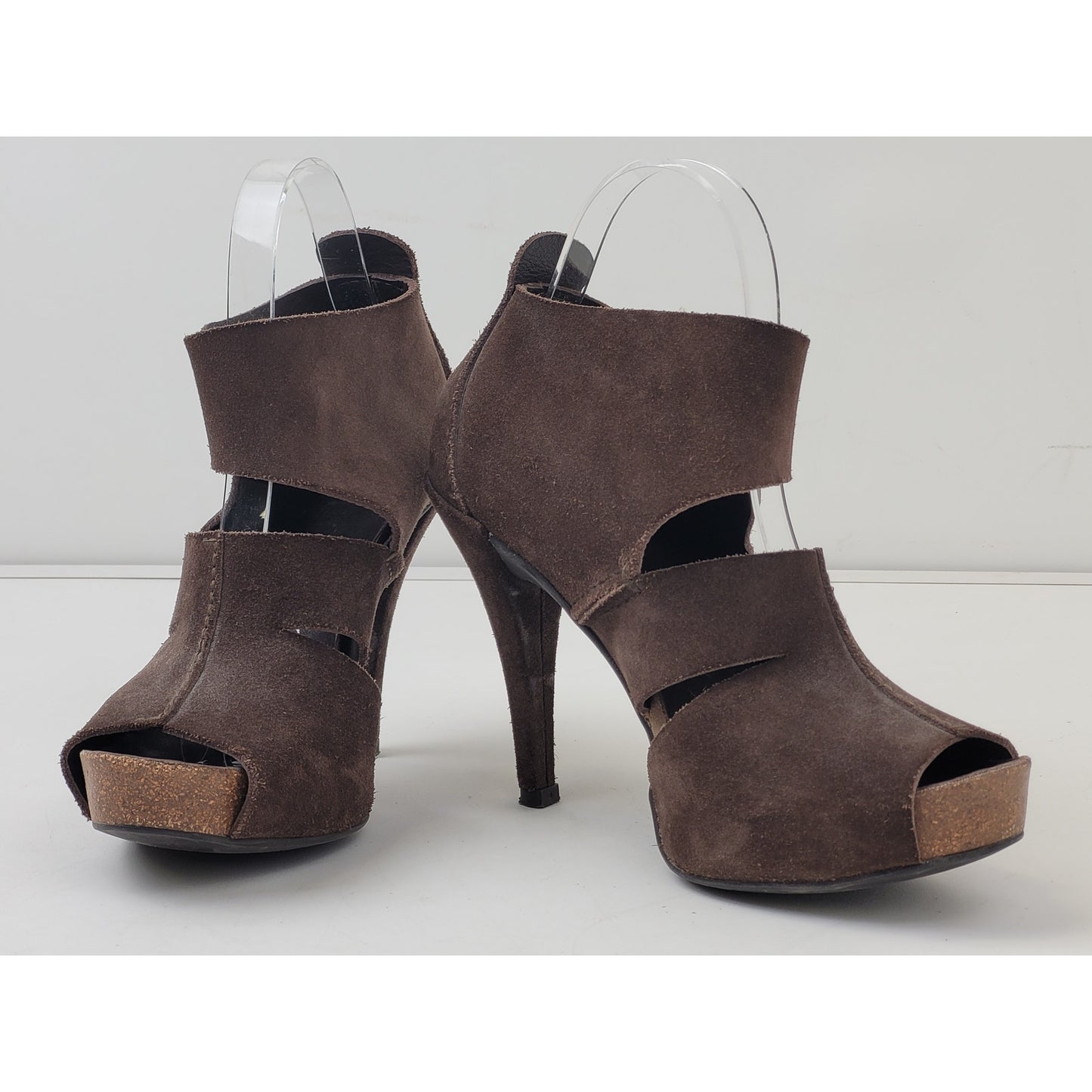Pedro Garcia Bootie High Heels Brown Leather Suede Sz 37.5