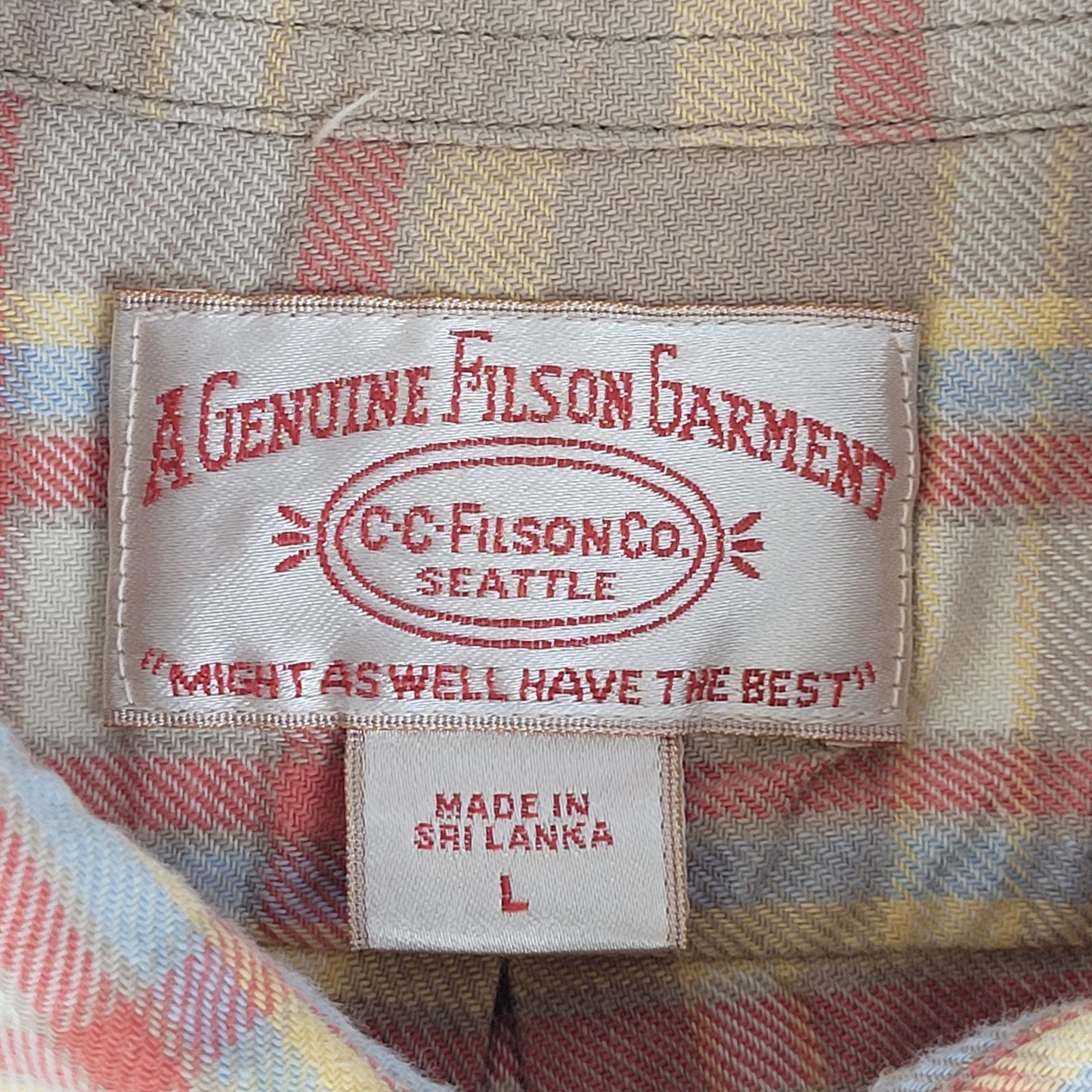 Short Sleeve Alaskan Guide Shirt | Light Brown & Red Plaid | Men's Sz L