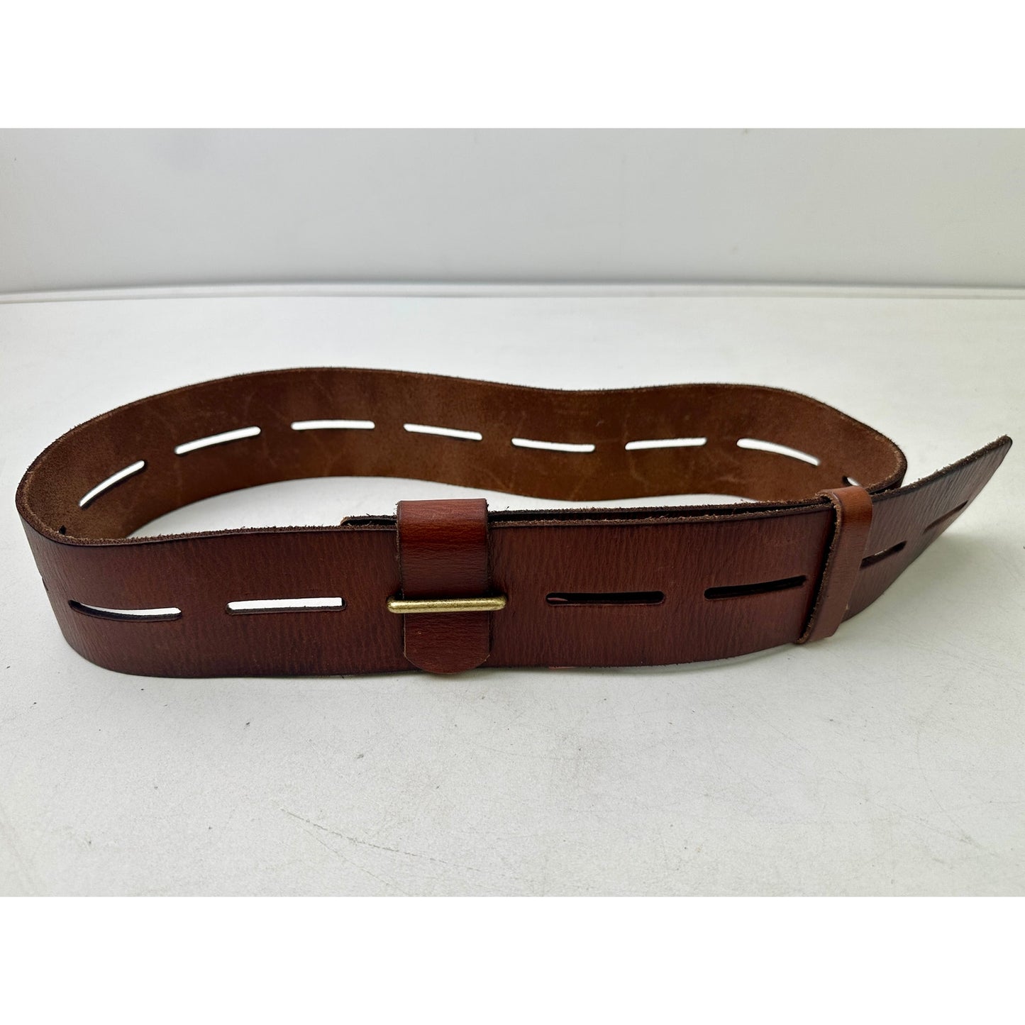 Cabi Here or There Wide Slotted Brown Leather Belt