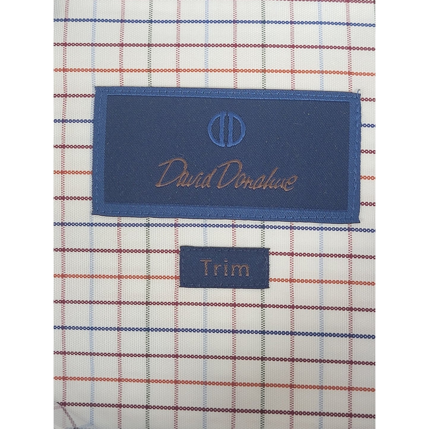 David Donahue Trim Fit Multi Check Dress Shirt Sz 18 X 34/35 NWT MSRP $145