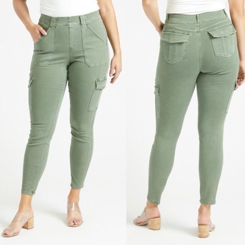 Spanx Stretch Twill Ankle Cargo Pant in Soft Sage Sz L Retail $128