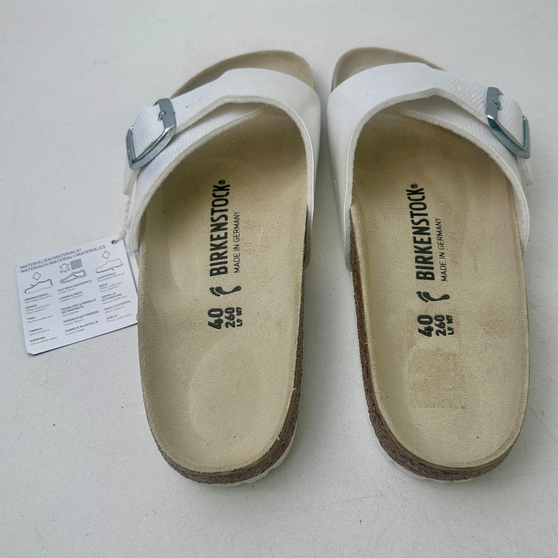 NEW Birkenstock Catalina Slide Sandals White Shiny Lizard Women's Sz 9